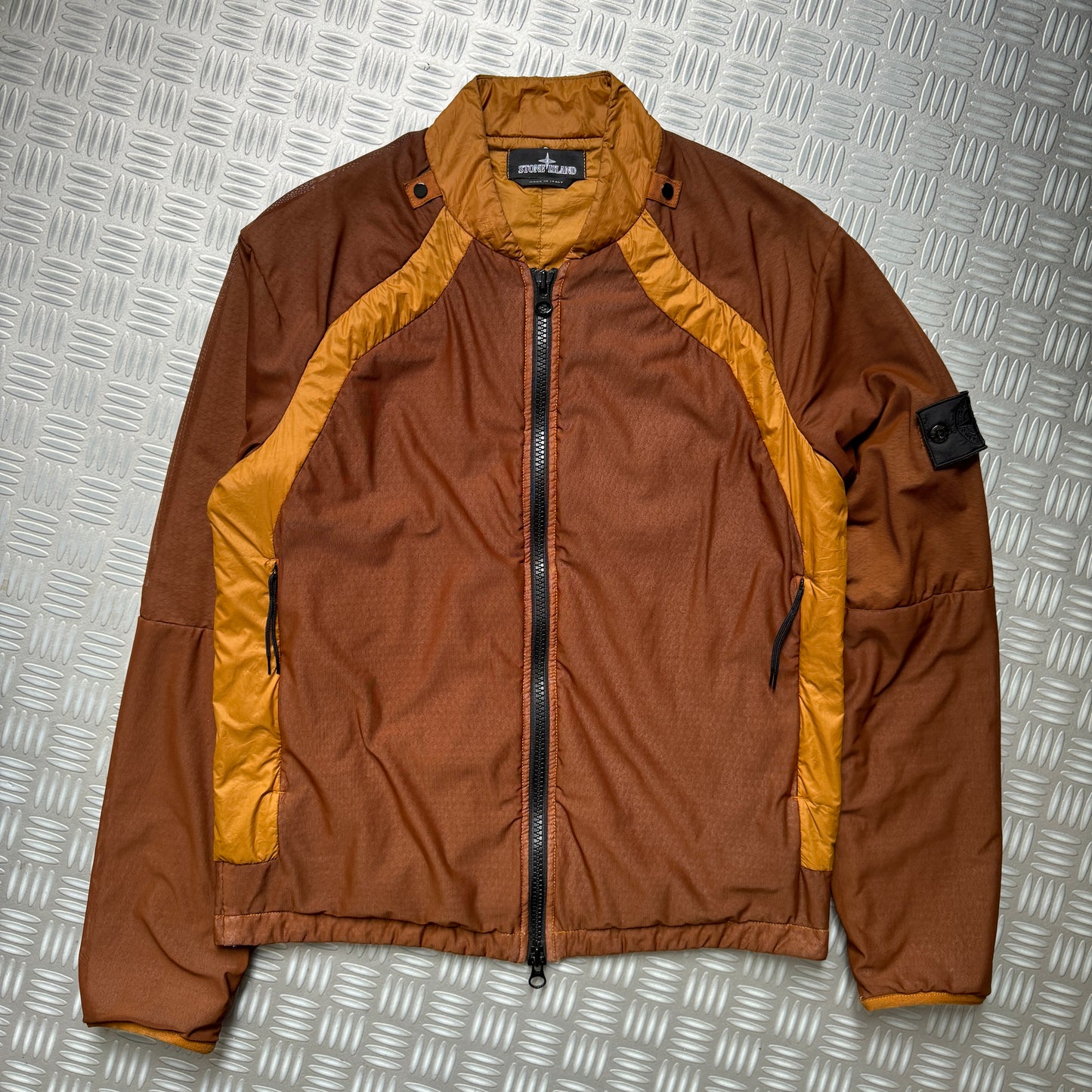Stone Island Shadow Project Burnt Orange Outer Honeycomb Mesh Layer Panelled Jacket
