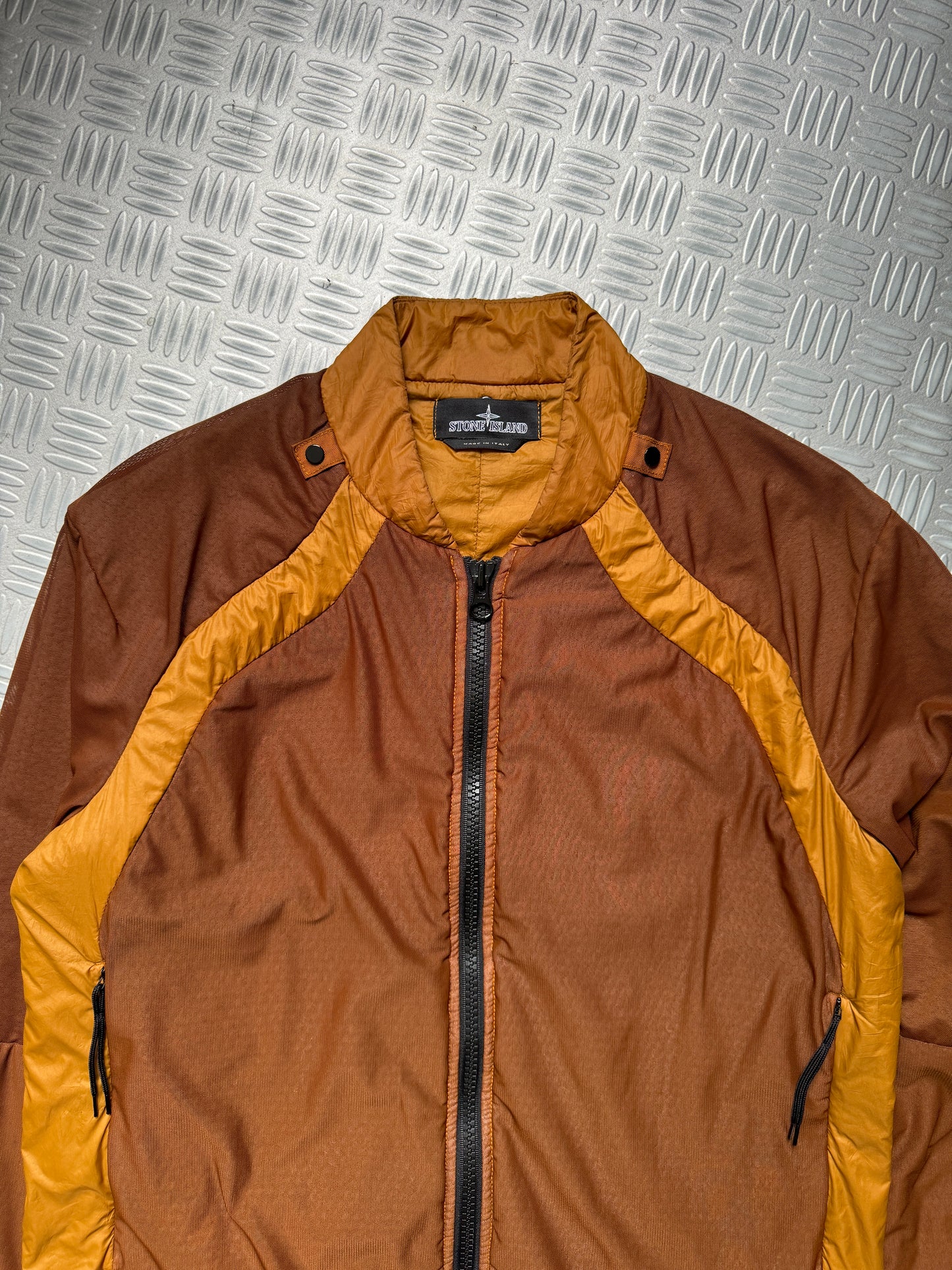 Stone Island Shadow Project Burnt Orange Outer Honeycomb Mesh Layer Panelled Jacket