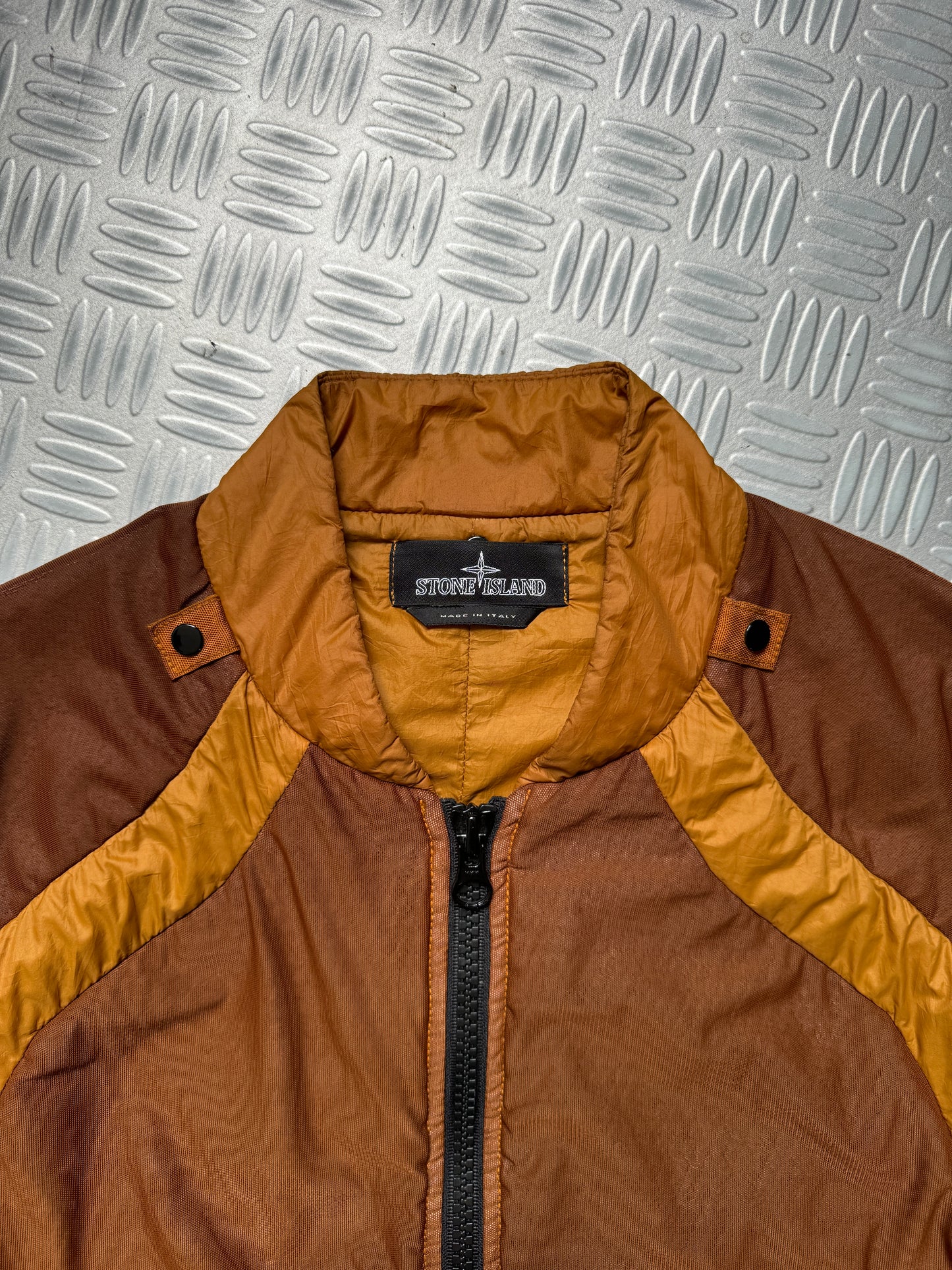 Stone Island Shadow Project Burnt Orange Outer Honeycomb Mesh Layer Panelled Jacket