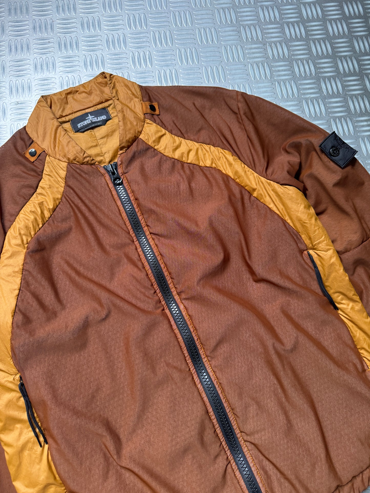 Stone Island Shadow Project Burnt Orange Outer Honeycomb Mesh Layer Panelled Jacket