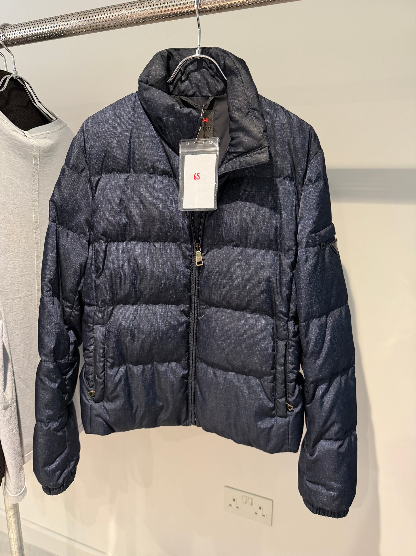 Prada Milano Denim Print Puffer Jacket