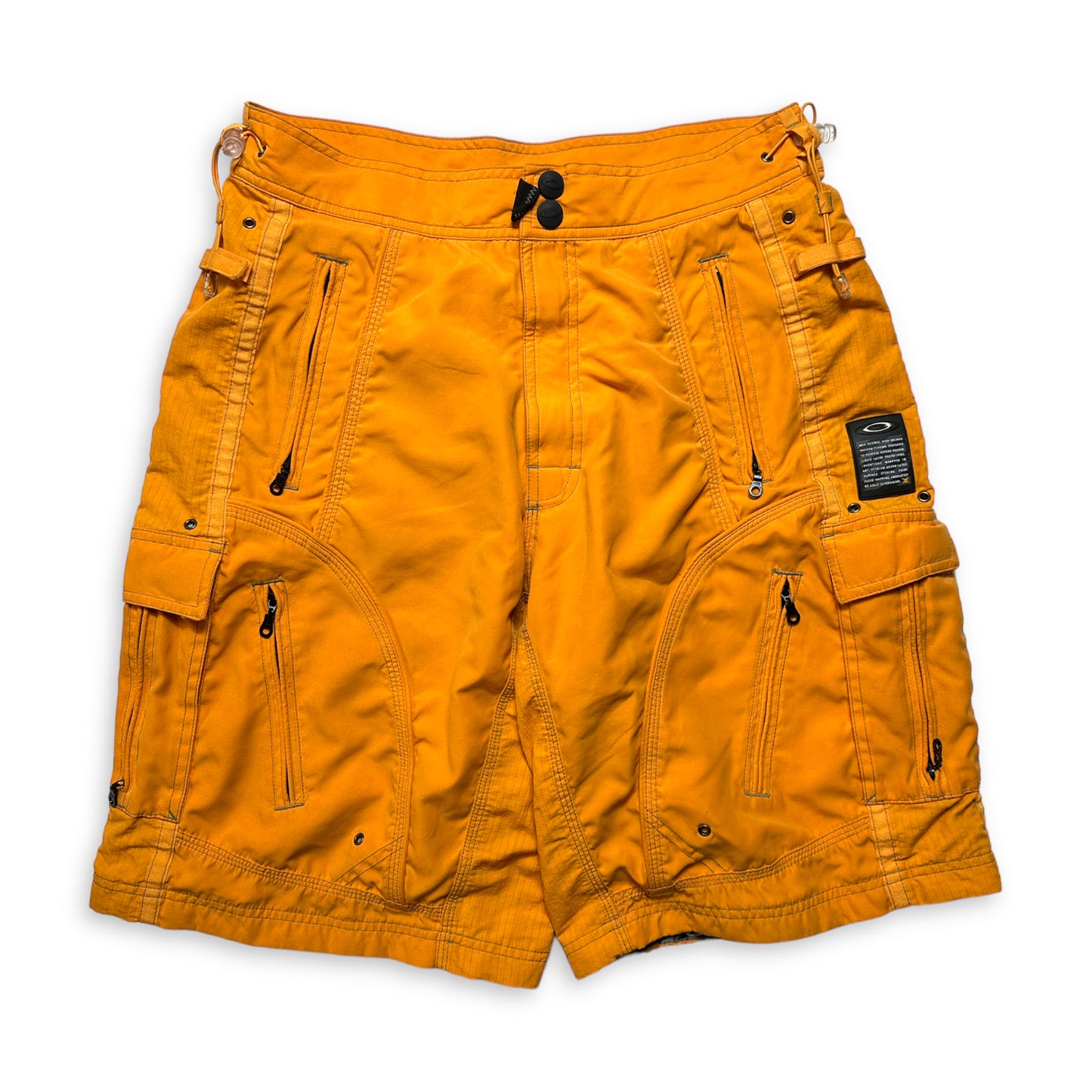 Early 2000's Oakley Software Bright Orange Multi Pocket Cargo Shorts - Medium