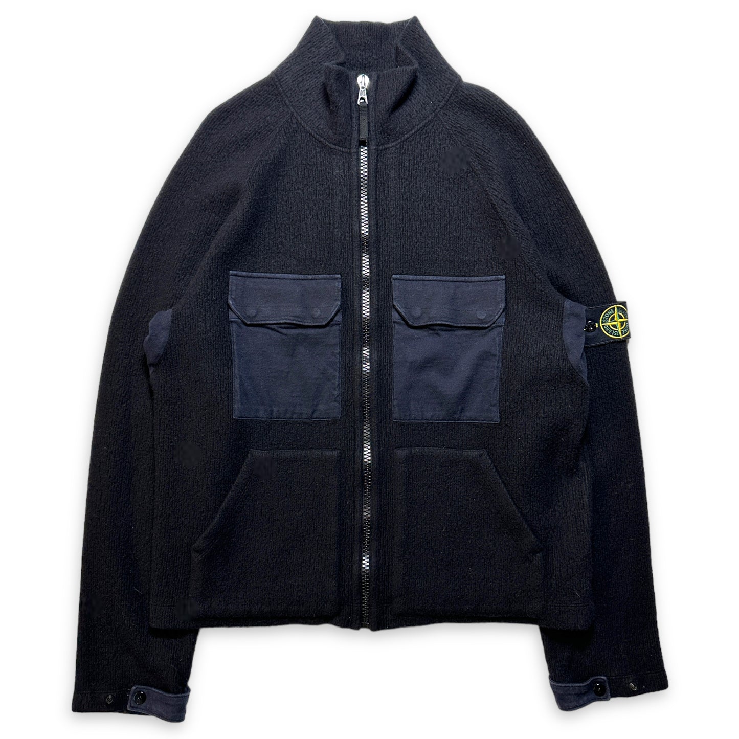 Début des années 2000 Stone Island Tricoté Double Poche Full Zip - Moyen / Grand