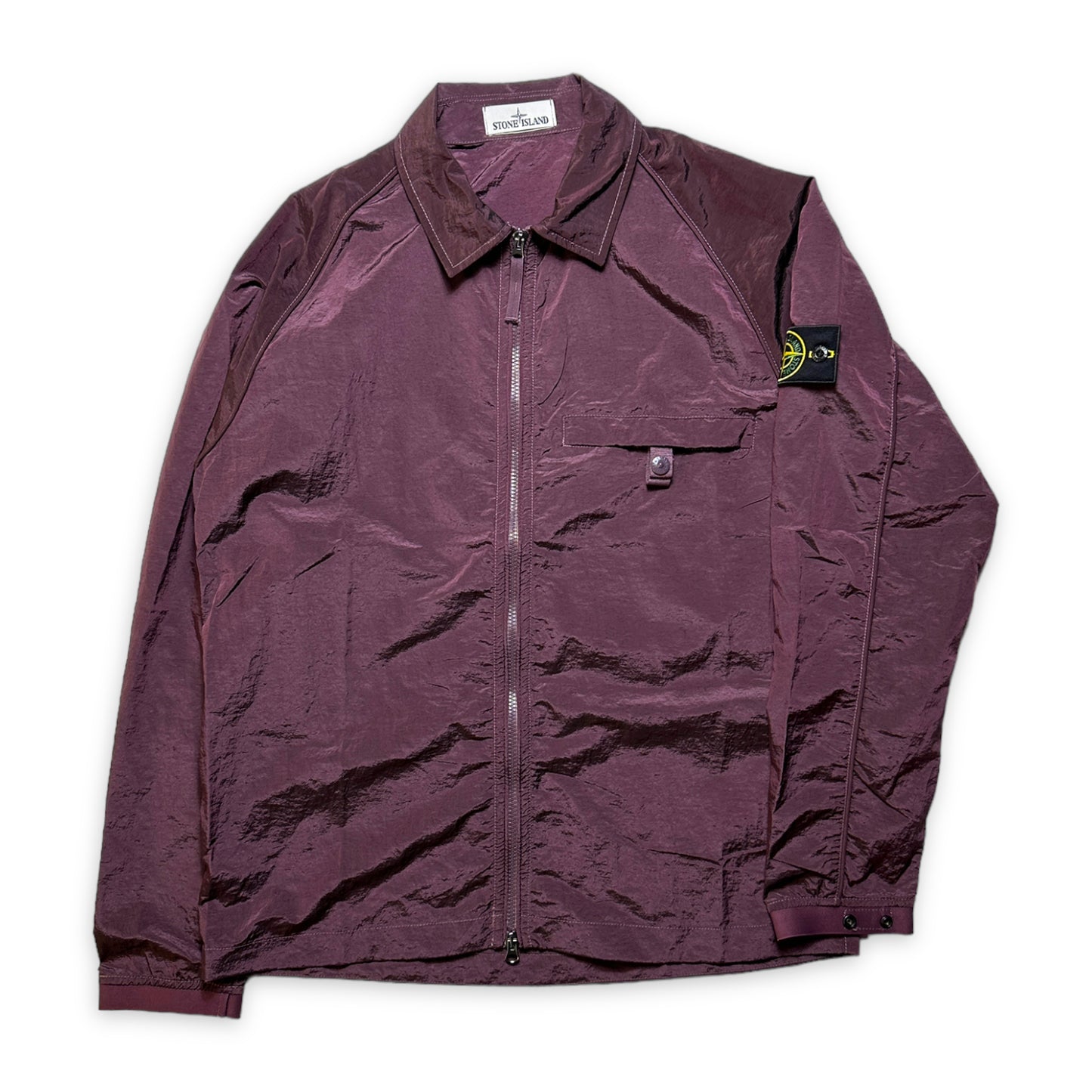 Stone Island バーガンディ ナイロン メタル オーバーシャツ - L