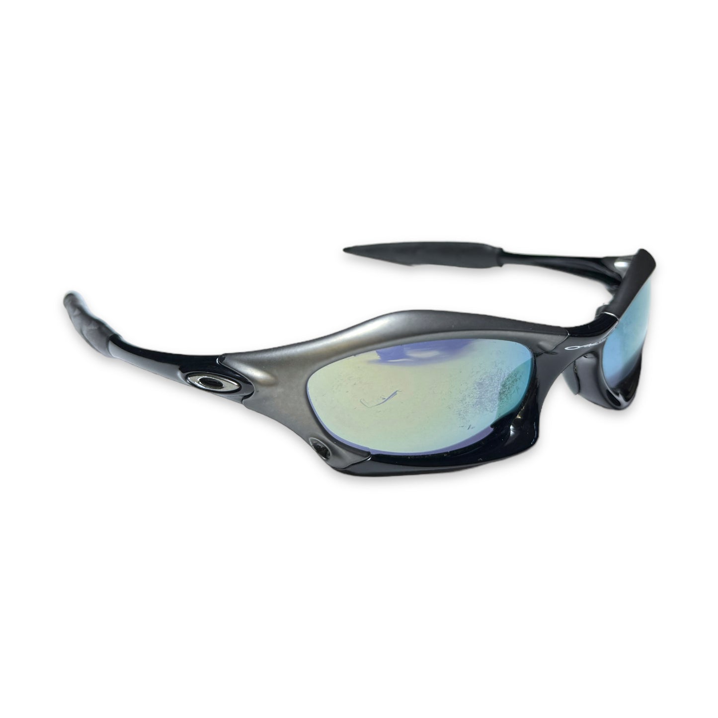 2003 Oakley Splice Black Gunmetal Polished Black + Emerald Iridium Sunglasses