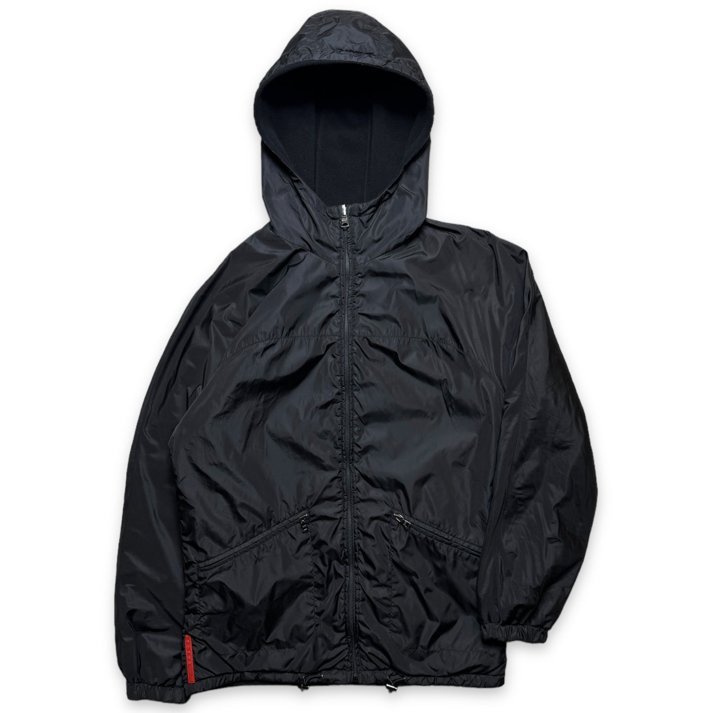 Prada Sport Jet Black Padded Nylon/Fleece Reversible Jacket - Medium / Large