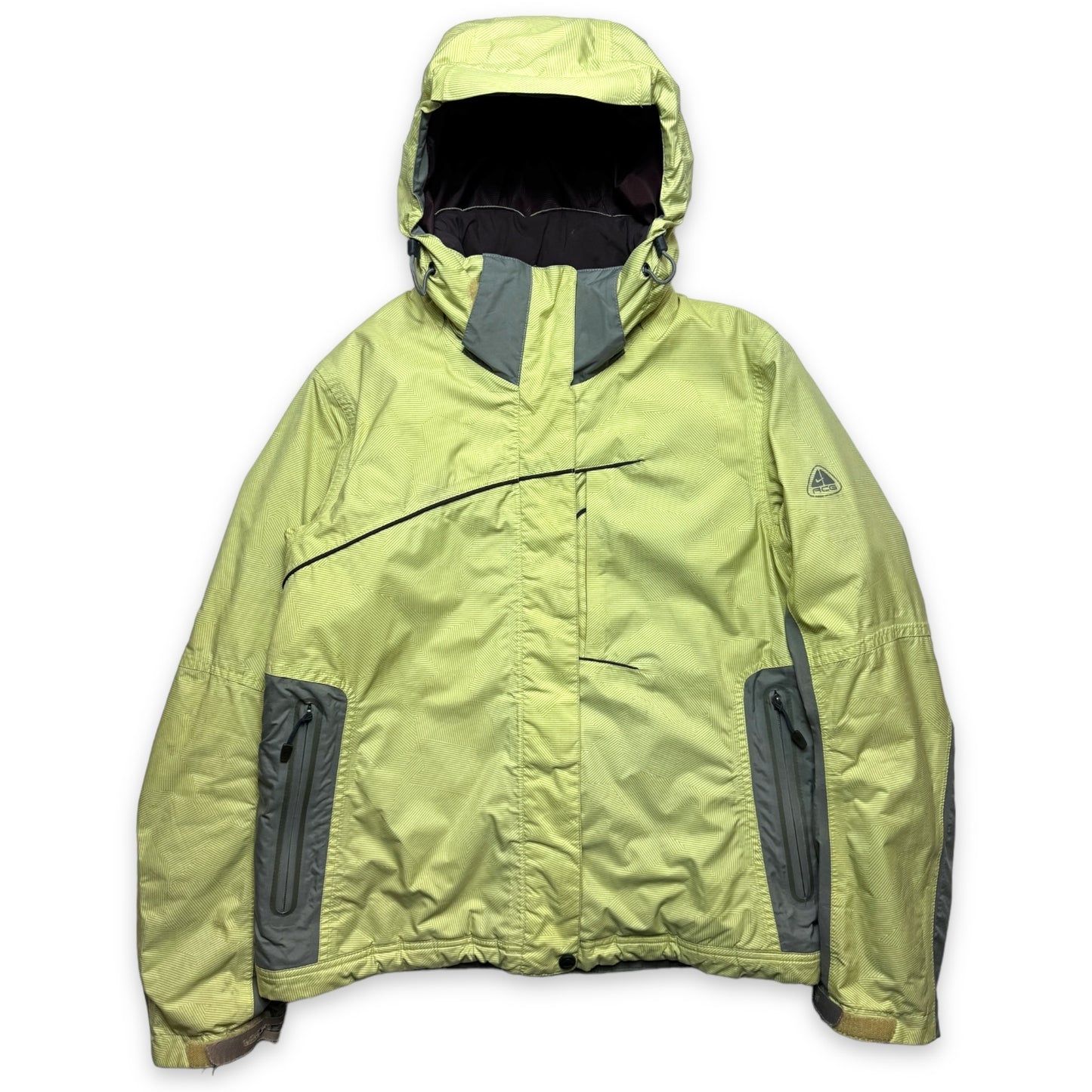 Early 2000's Nike ACG Washed Lime Green Padded Jacket - Small / Medium