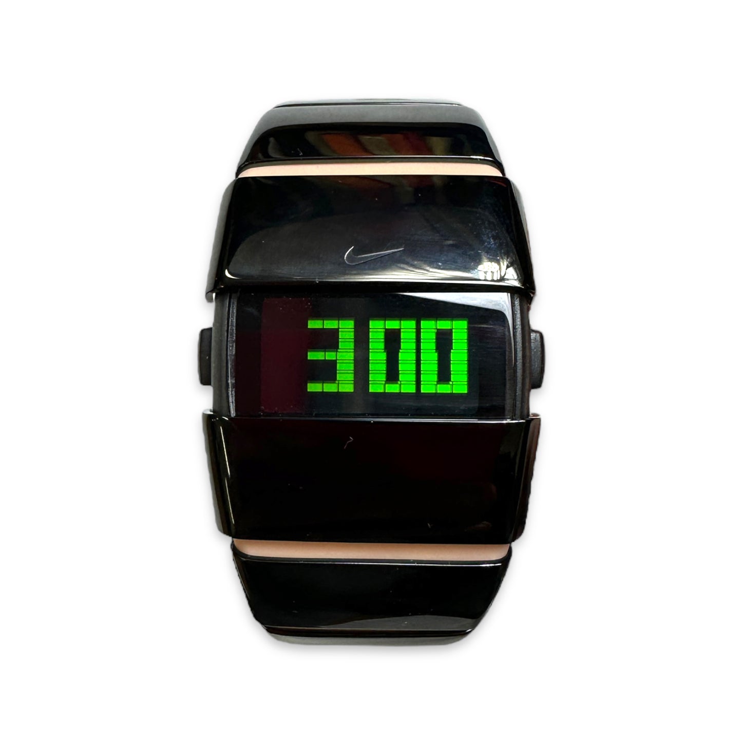 Early 2000's Nike D-Line Black/Baby Pink Stainless-Steel Digital Watch