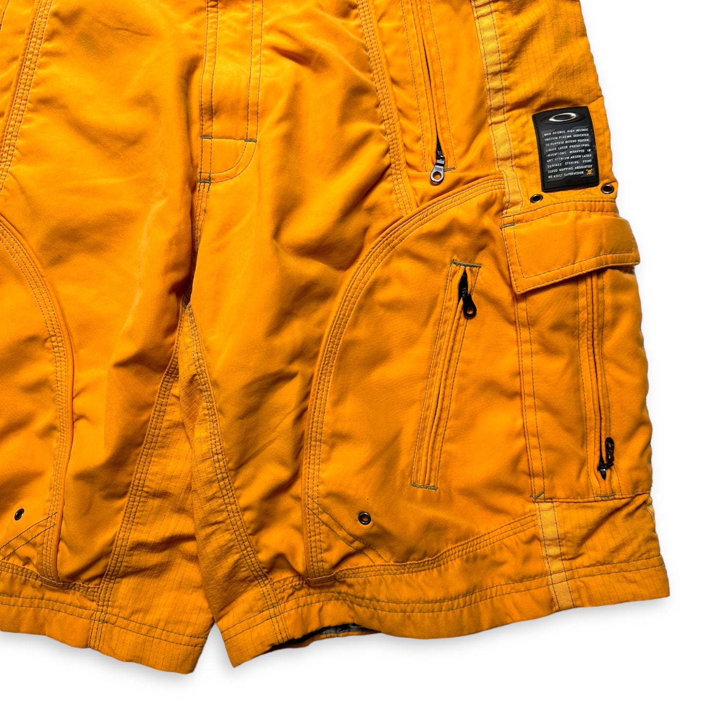 Early 2000's Oakley Software Bright Orange Multi Pocket Cargo Shorts - Medium