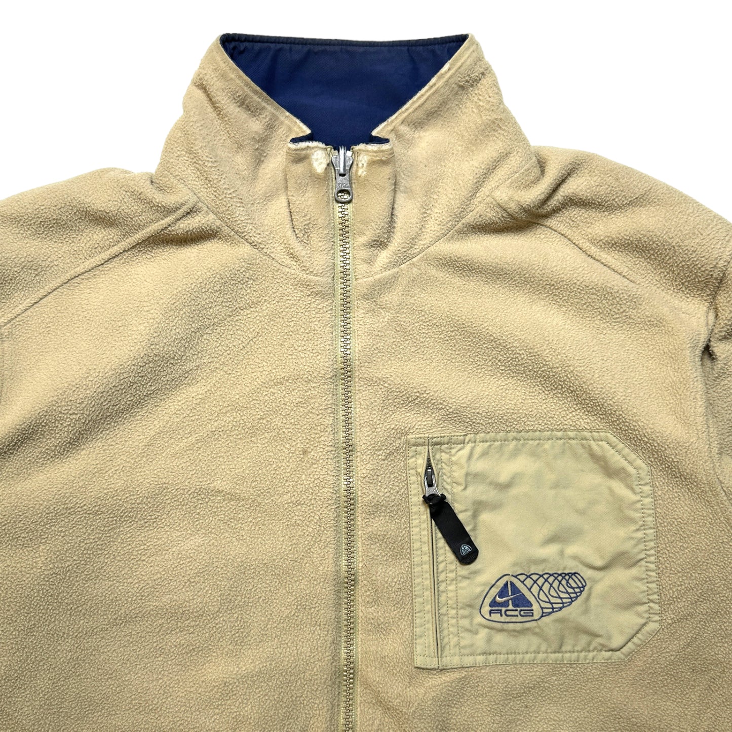 Nike ACG Royal Blue / Cream Fleece Reversible Jacket - Large / Extra Large