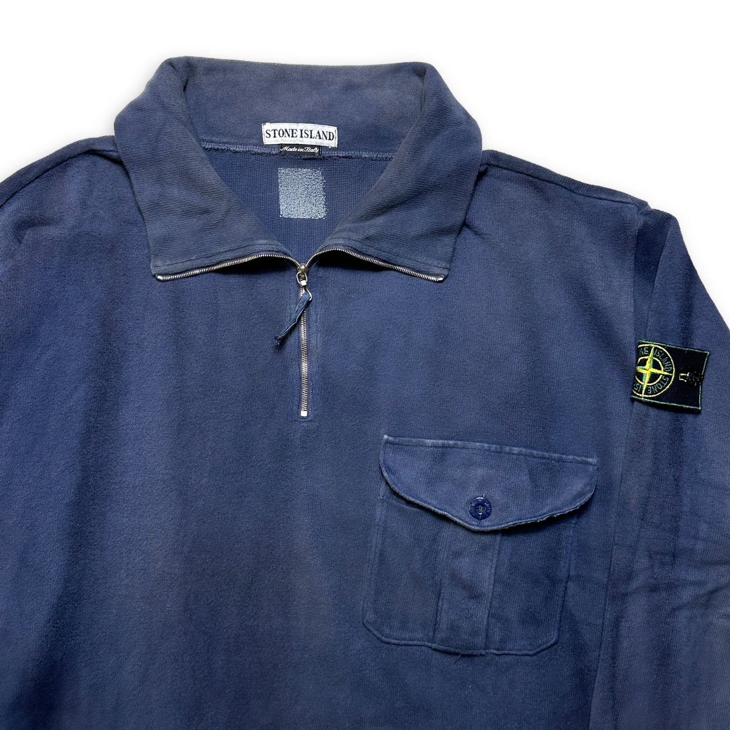Late 1990's Stone Island Navy Quarter Zip - Extra Extra Large