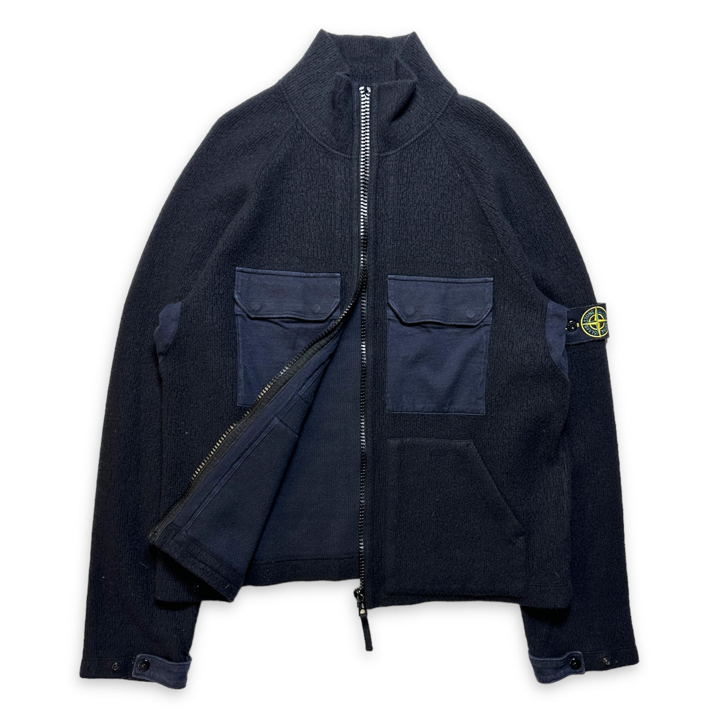 Début des années 2000 Stone Island Tricoté Double Poche Full Zip - Moyen / Grand