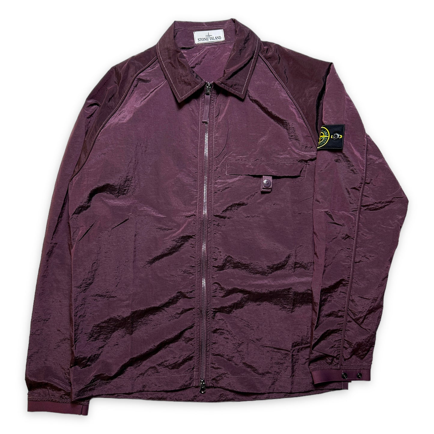 Stone Island バーガンディ ナイロン メタル オーバーシャツ - L