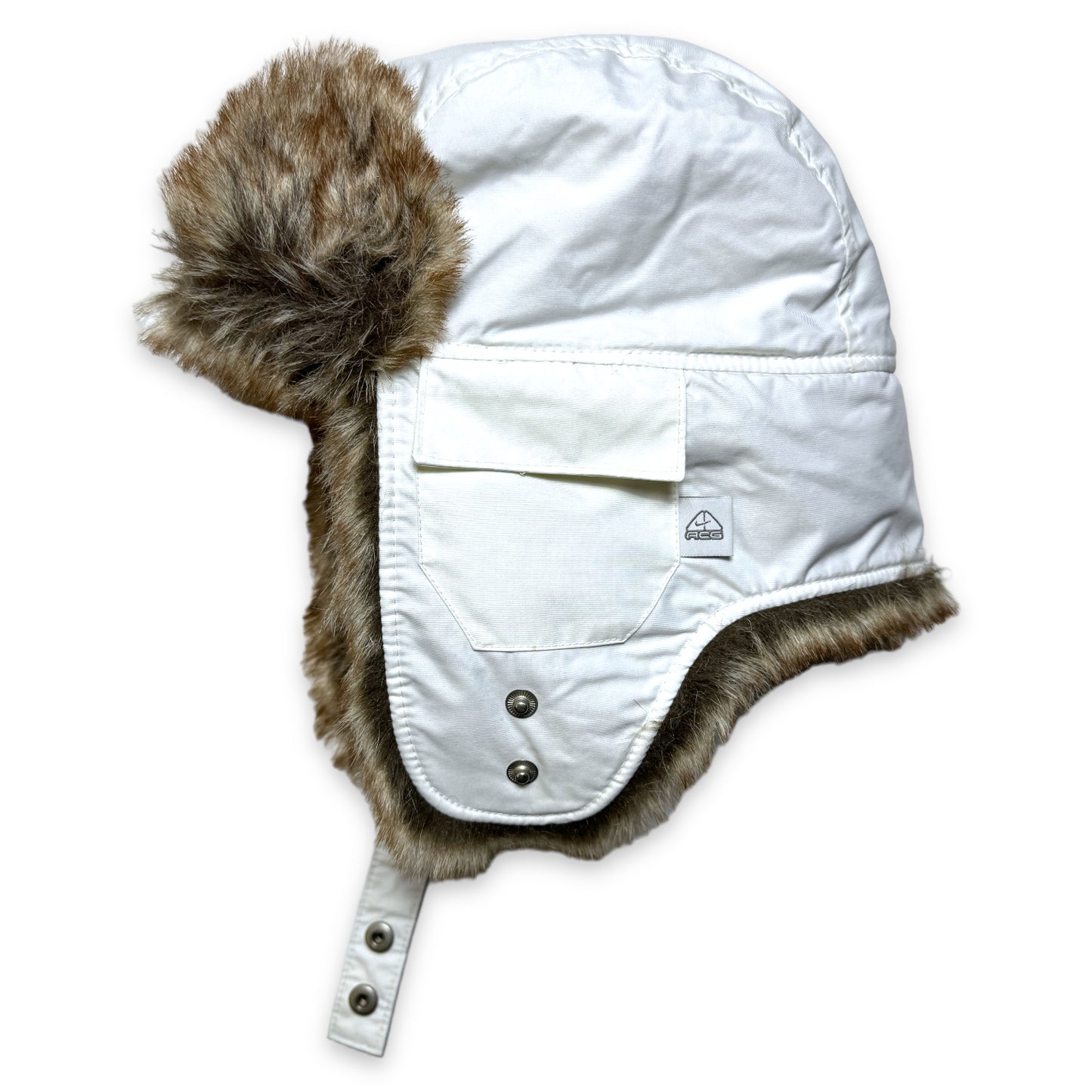 Nike ACG White Faux Fur Flight Hat