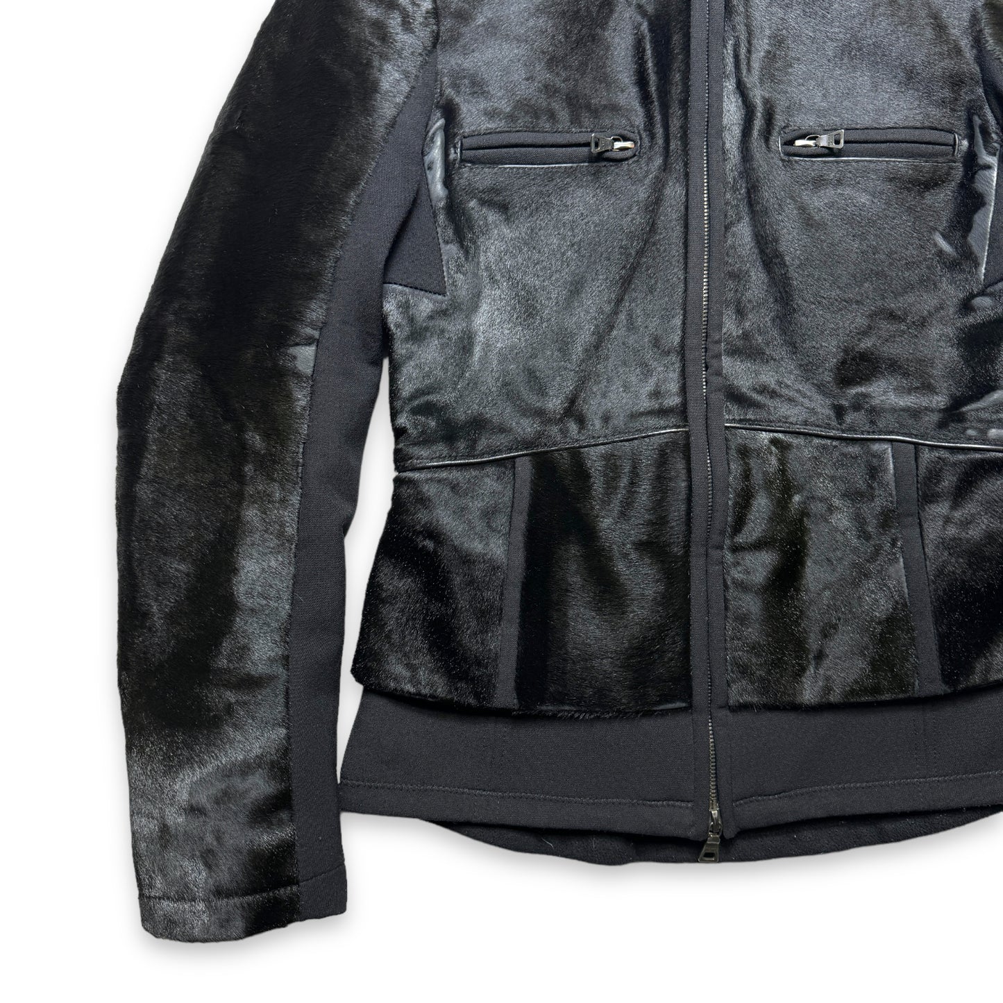 Début des années 2000 Prada Mainline Dyed Kid Fur Jet Black Jacket - Femmes 6-8