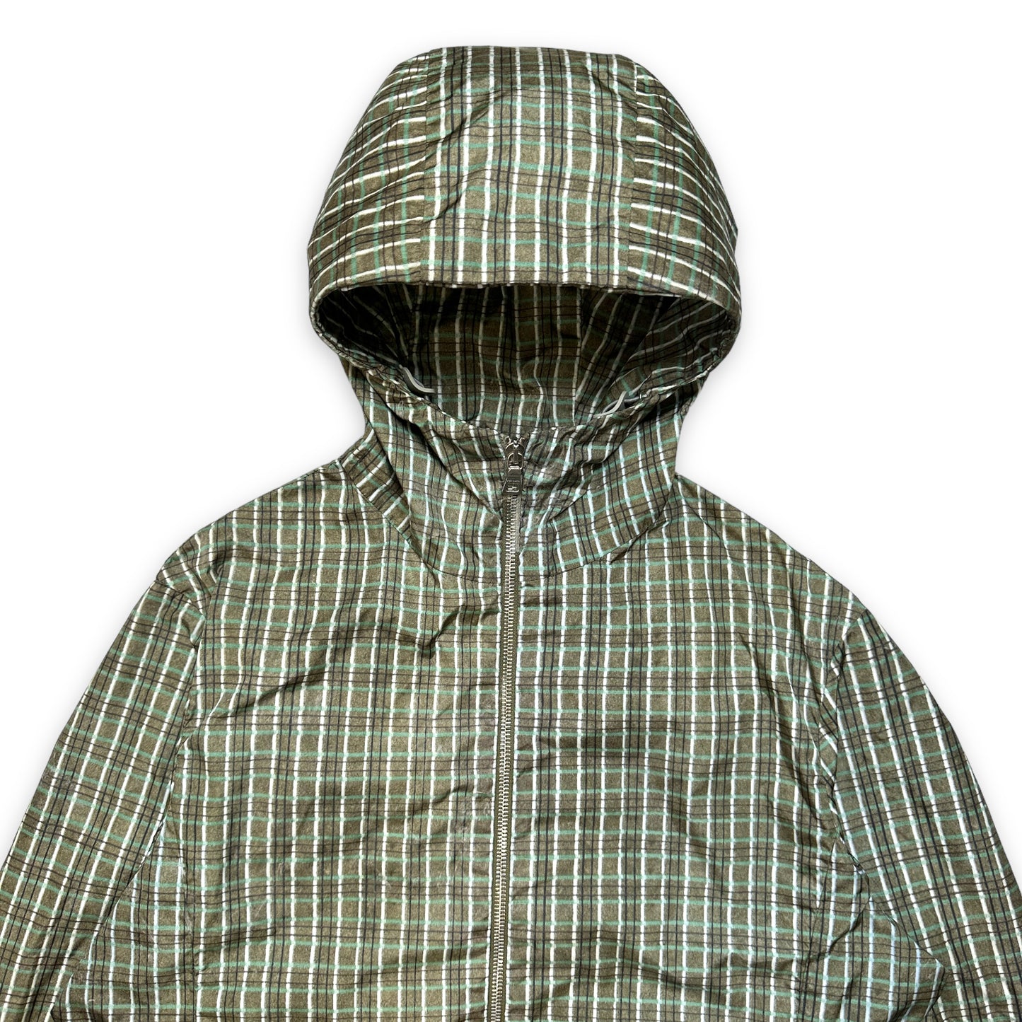 Early 2000's Prada Nylon Plaid Hooded Jacket - Small / Medium