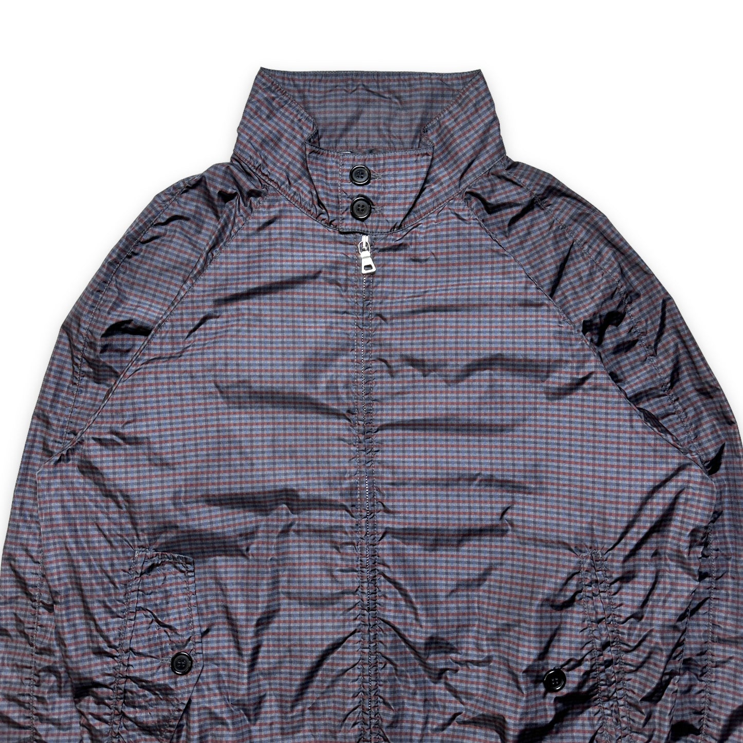 Blouson aviateur Prada Sport en nylon scintillant à carreaux noirs - Moyen