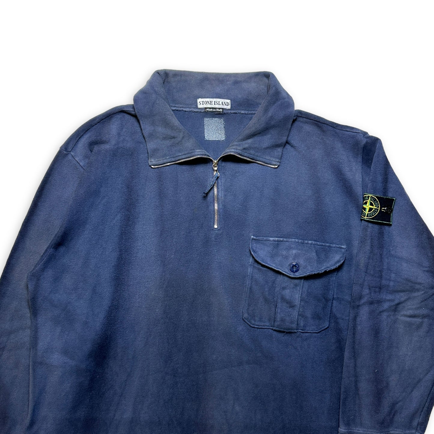 Late 1990's Stone Island Navy Quarter Zip - Extra Extra Large