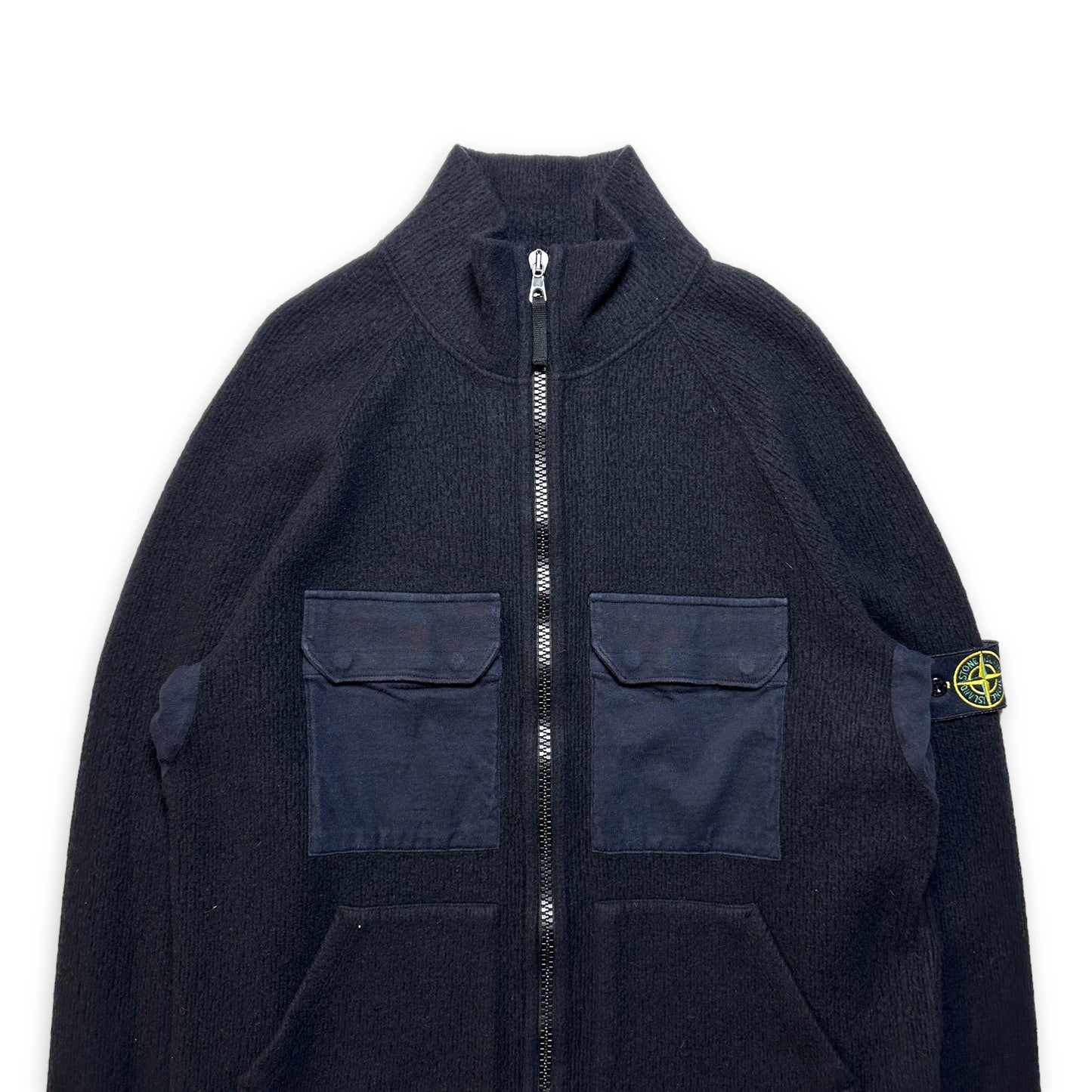 Début des années 2000 Stone Island Tricoté Double Poche Full Zip - Moyen / Grand