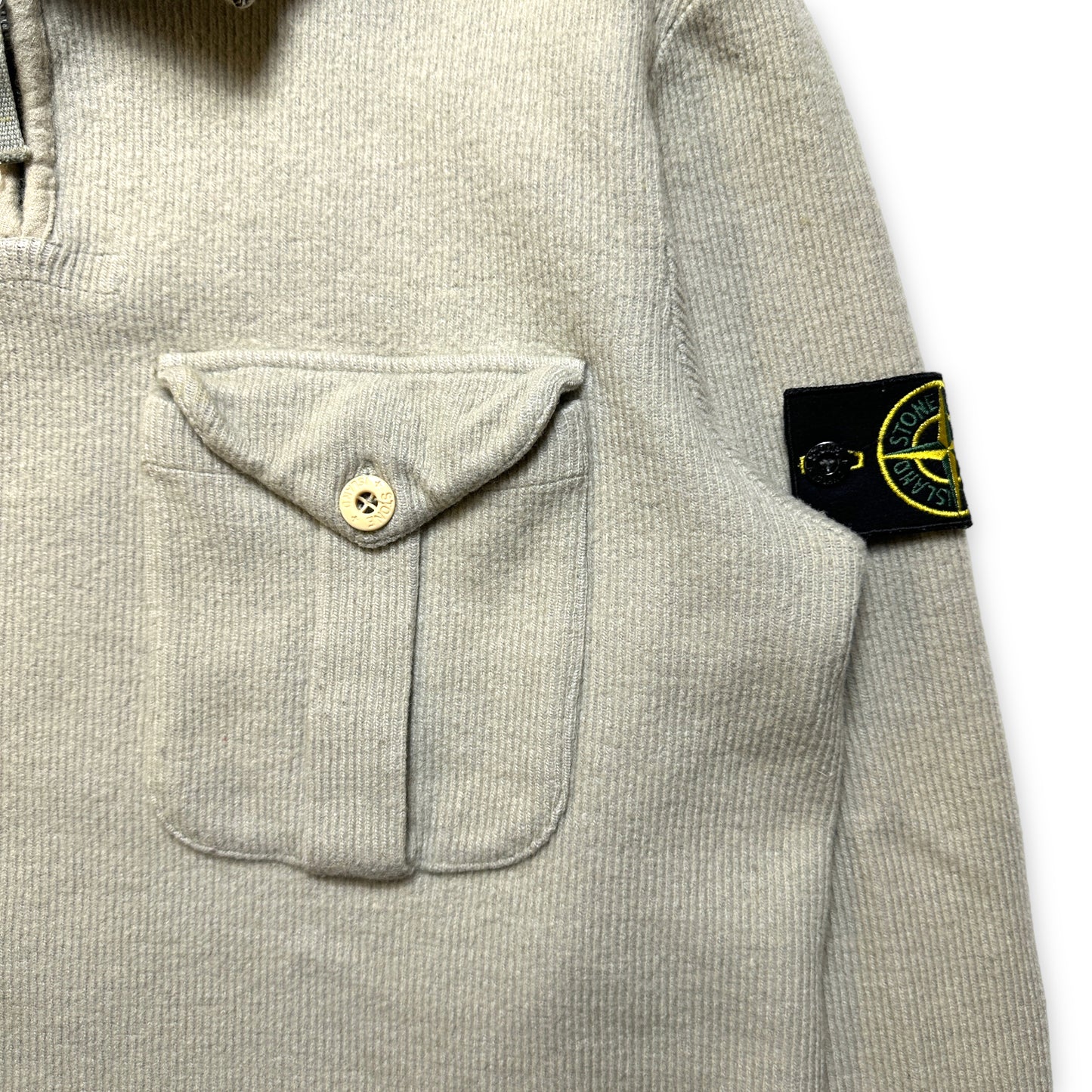 Début des années 2000 Stone Island Ribbed Cotton Quarter Zip - Petit / Moyen