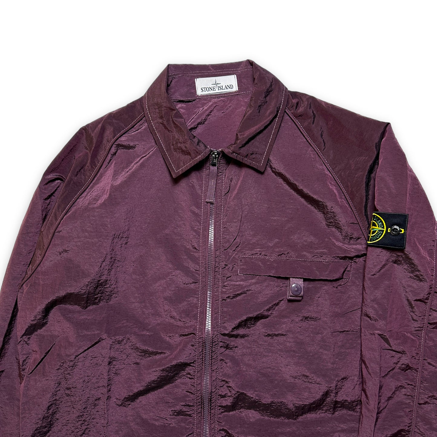 Stone Island バーガンディ ナイロン メタル オーバーシャツ - L