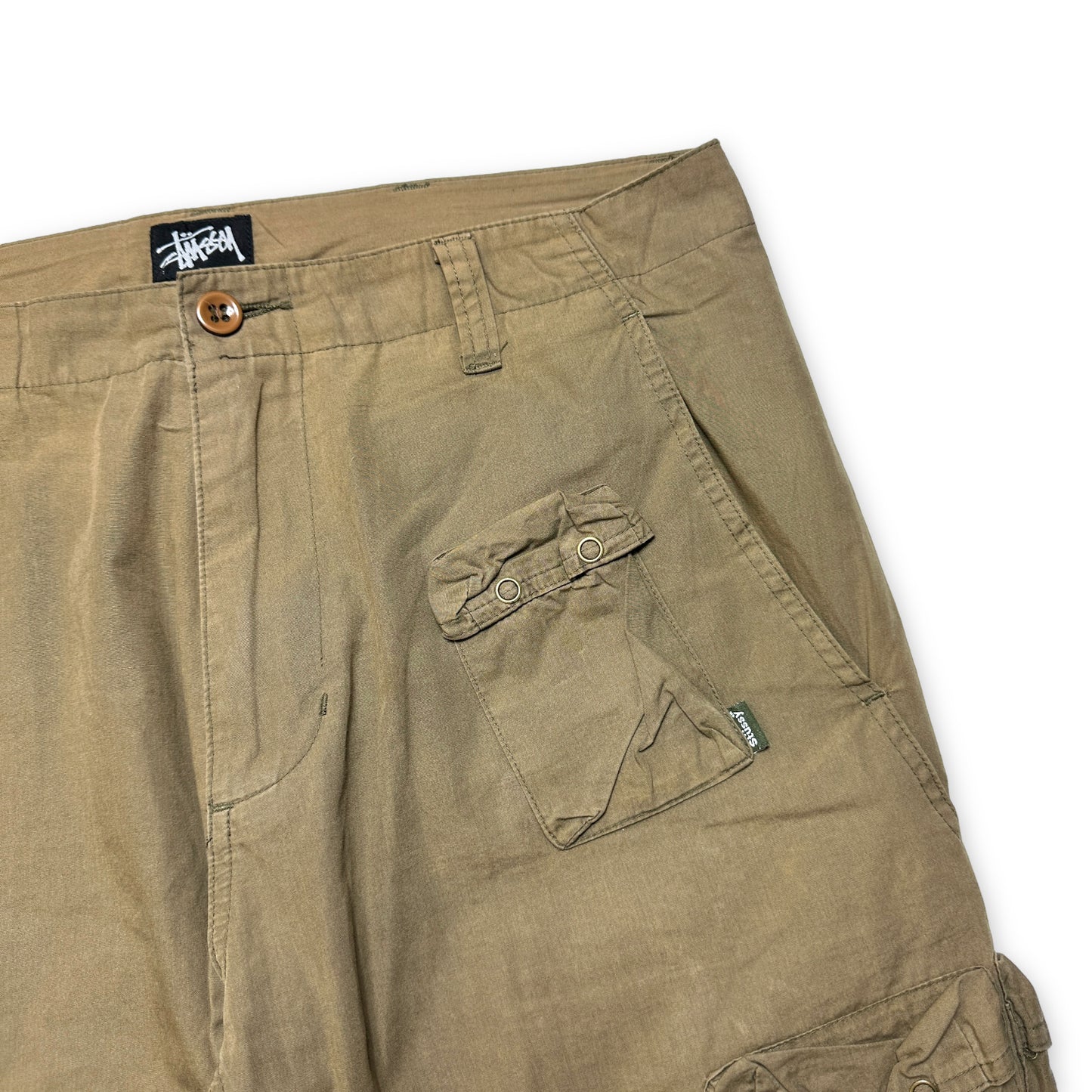 1990 年代 Stüssy マルチ ポケット カーゴ パンツ - ウエスト 34 インチ