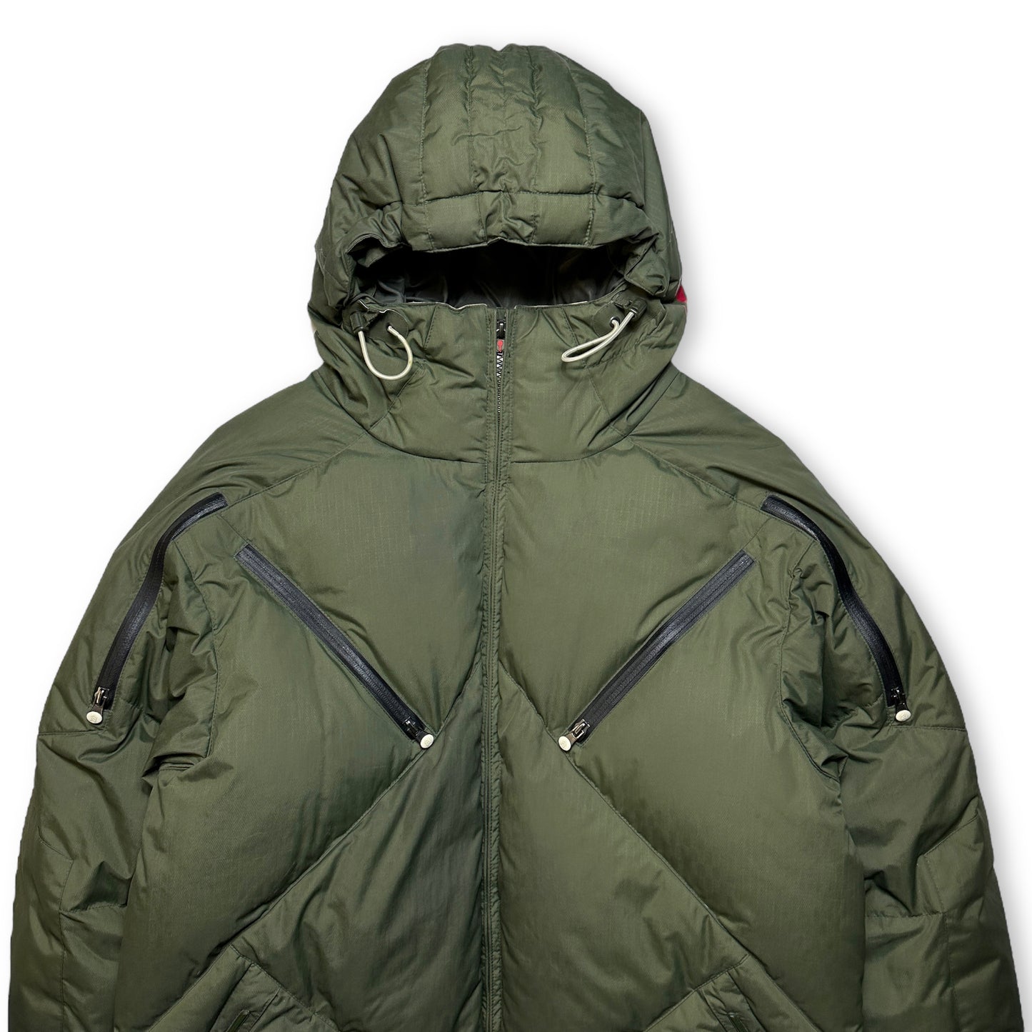 Analog Green Rip-Stop Multi-Pocket Puffer