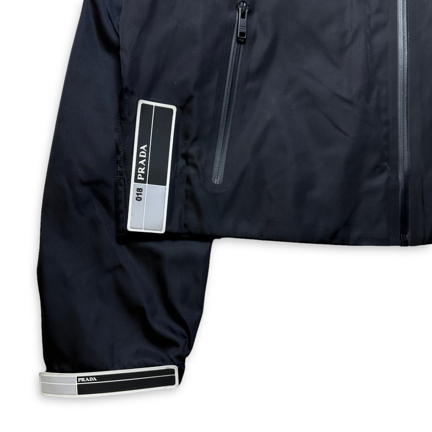 2018 Prada Jet Black Taped Seams Blouson Jacket - Medium