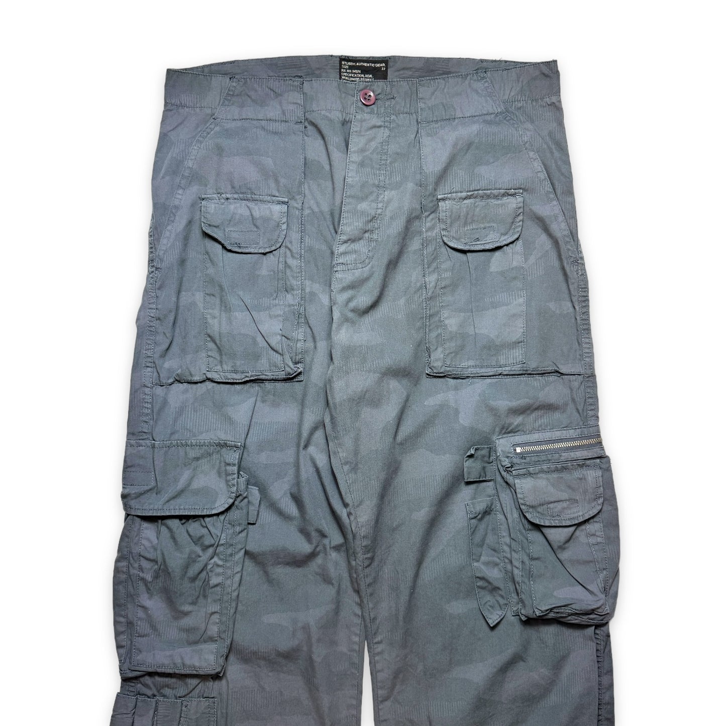 Early 2000's Stüssy Grey Camo Multi Pocket Cargo Pant