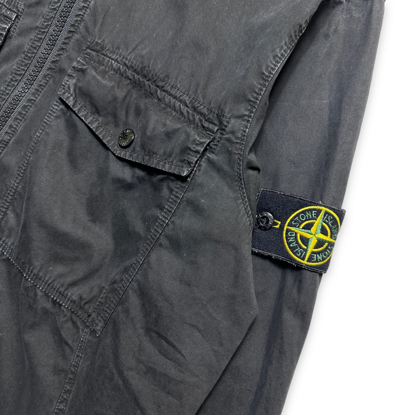Surchemise à capuche noire à double poche Stone Island - Small