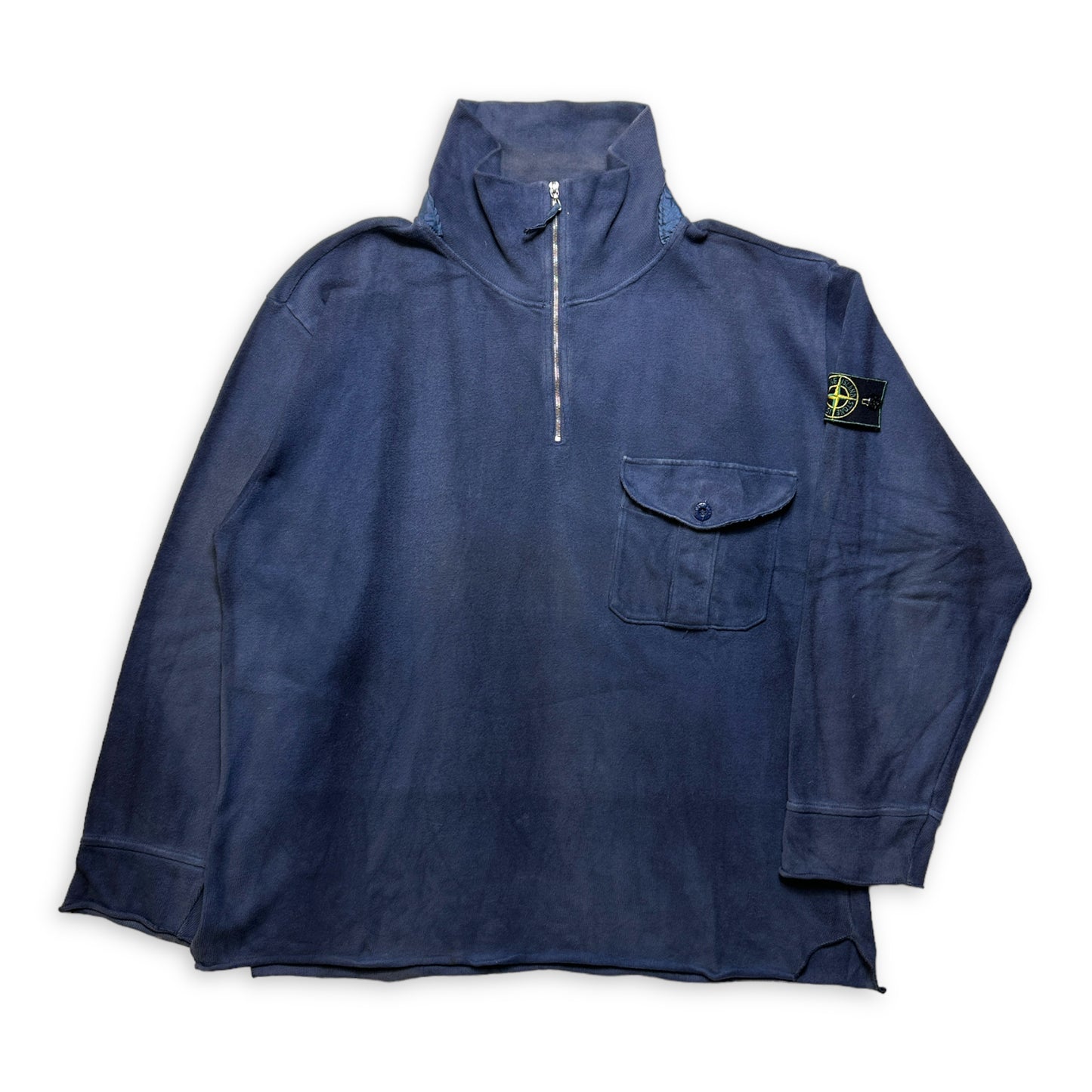 Late 1990's Stone Island Navy Quarter Zip - Extra Extra Large