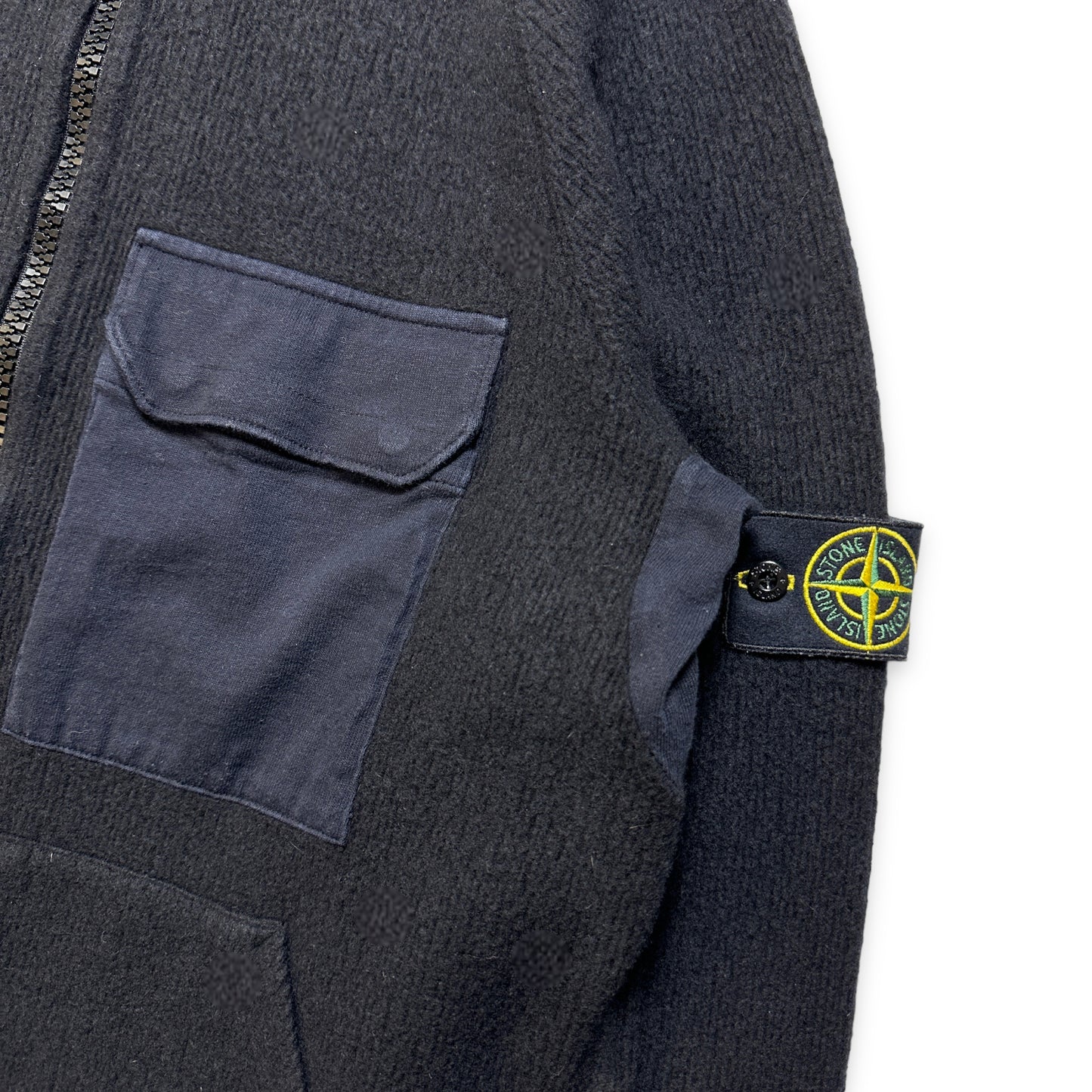 Début des années 2000 Stone Island Tricoté Double Poche Full Zip - Moyen / Grand