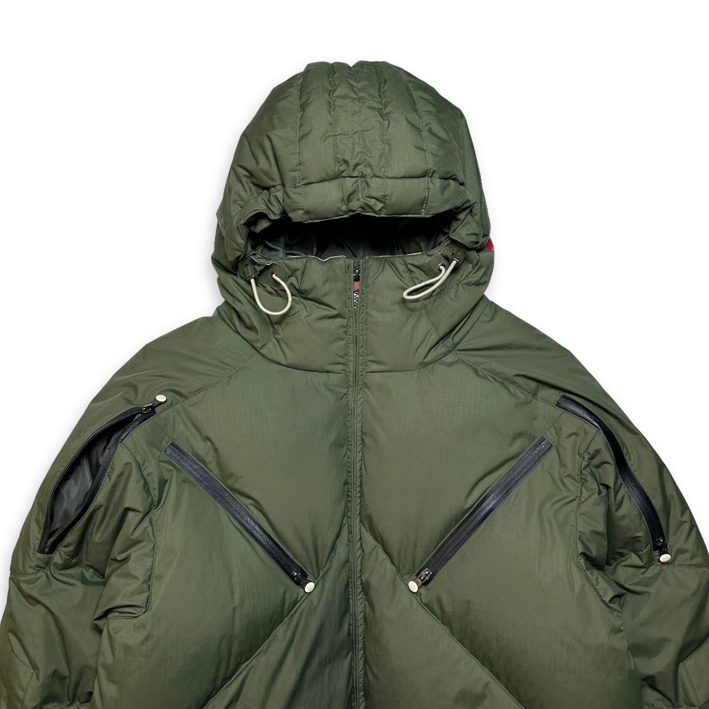 Analog Green Rip-Stop Multi-Pocket Puffer