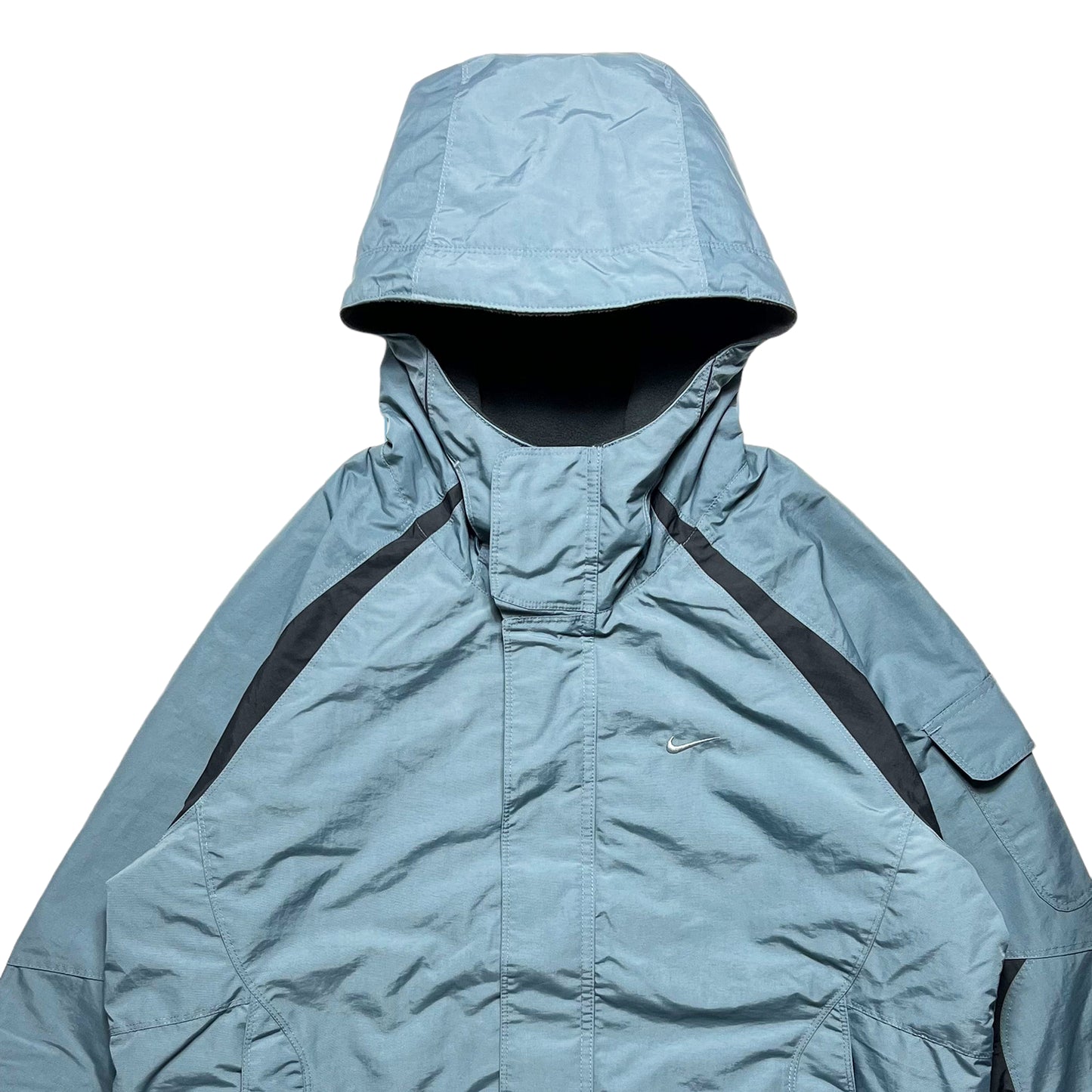 Veste réversible à empiècements en nylon/polaire Nike bleu acier - Moyen