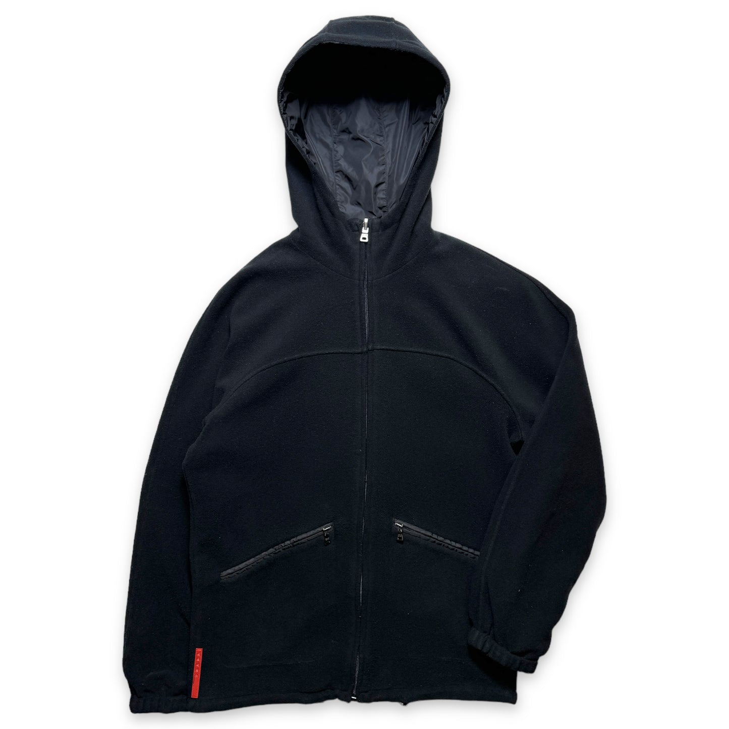 Prada Sport Jet Black Padded Nylon/Fleece Reversible Jacket - Medium / Large