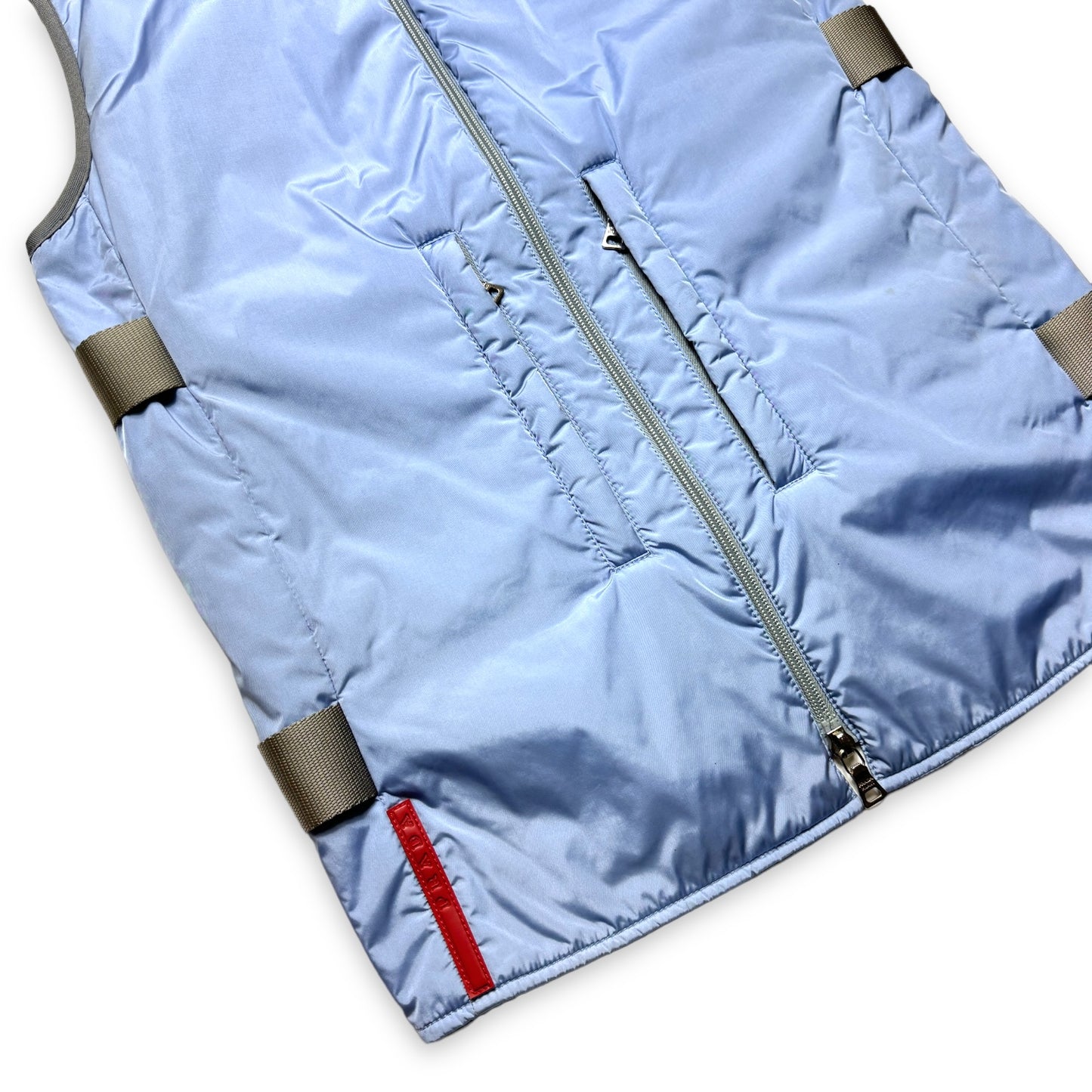SS99' Prada Sport Baby Blue Padded Nylon Bondage Strap Vest - Medium