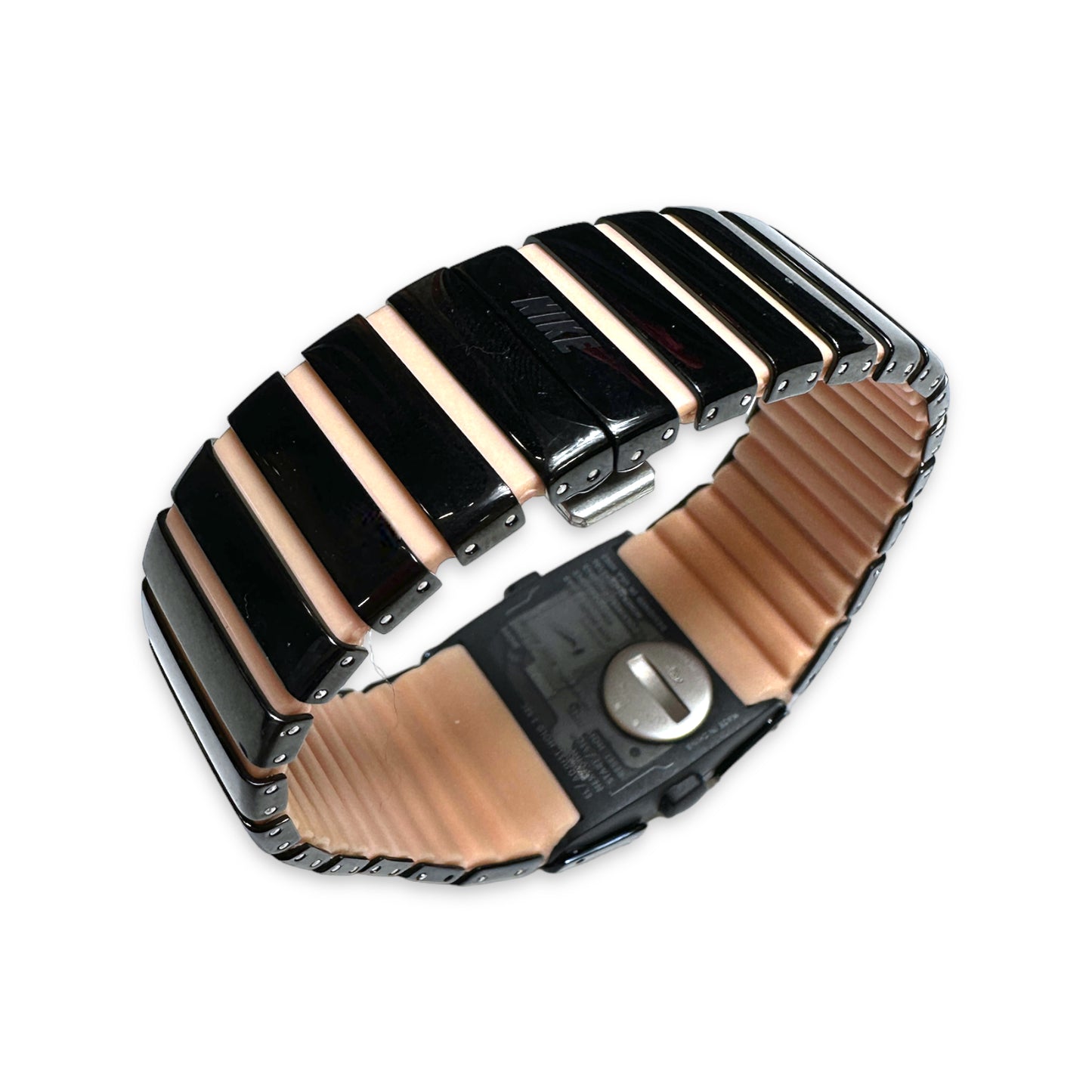 Early 2000's Nike D-Line Black/Baby Pink Stainless-Steel Digital Watch