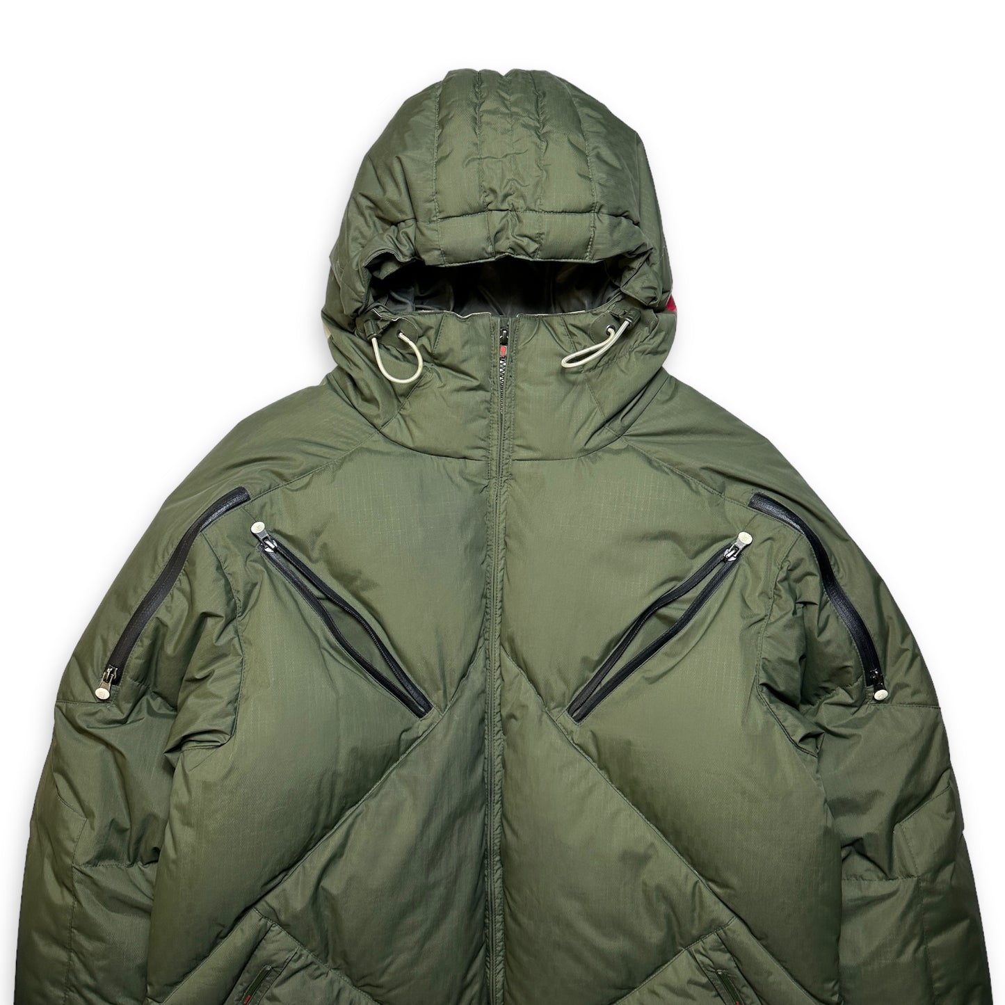 Analog Green Rip-Stop Multi-Pocket Puffer