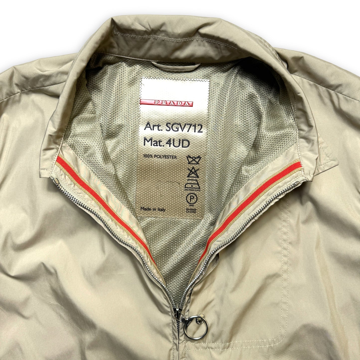 Prada Sport Beige Zipped Nylon Harrington - Large