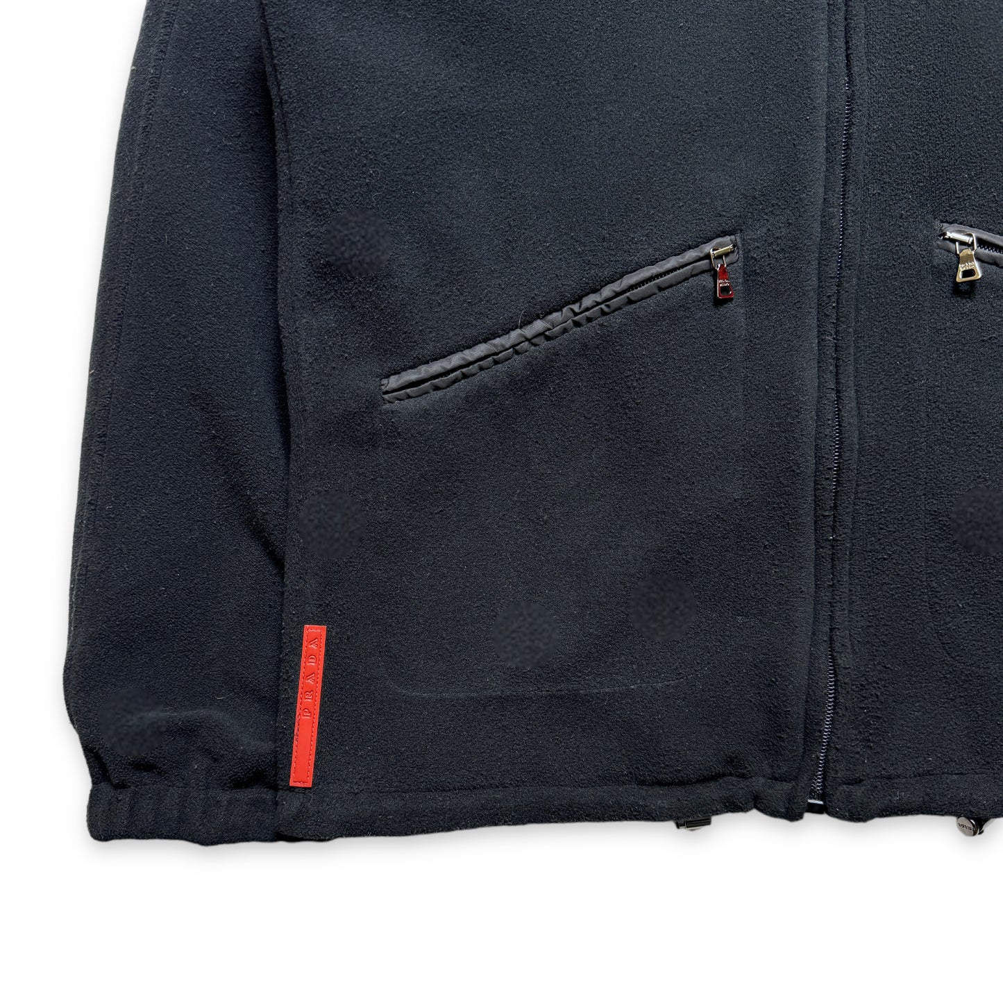 Prada Sport Jet Black Padded Nylon/Fleece Reversible Jacket - Medium / Large
