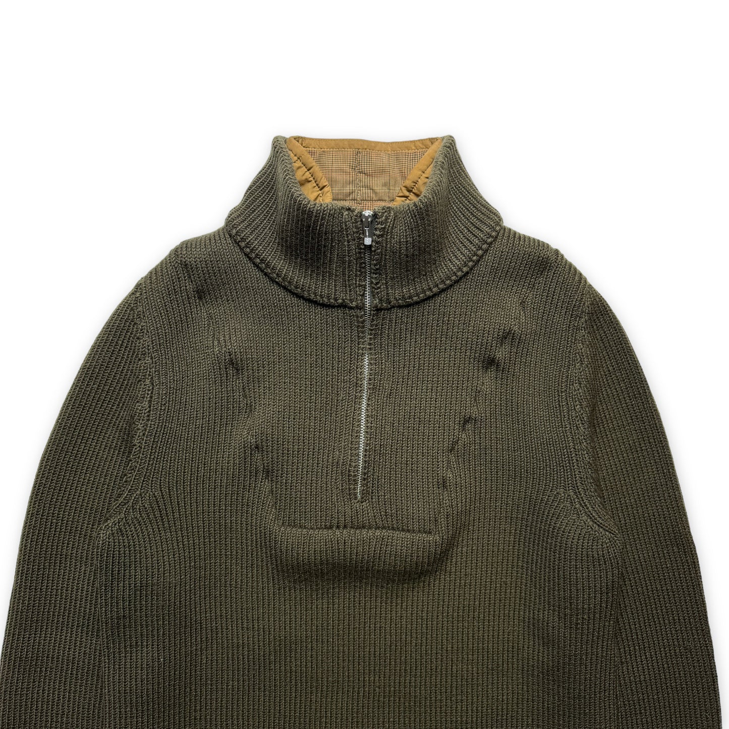 Début des années 2000 CP Company Rembourré Double Couche Encolure Quarter Zip Knit - Petit / Moyen