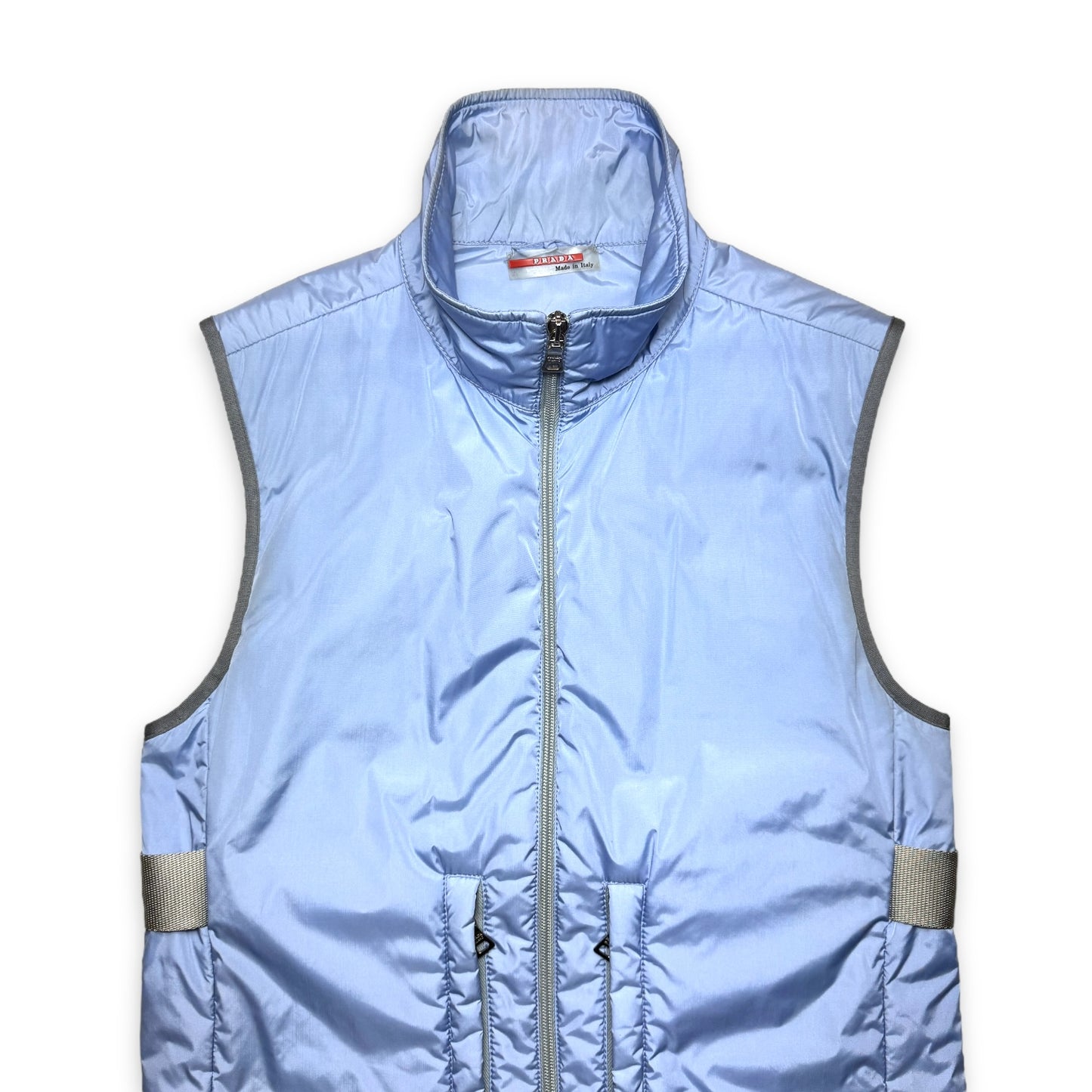 SS99' Prada Sport Baby Blue Padded Nylon Bondage Strap Vest - Medium