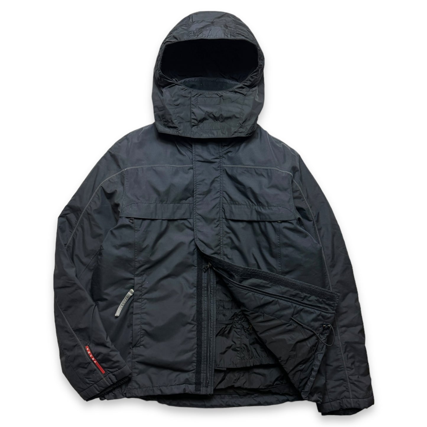 Early 2000's Prada Mainline Gore-Tex Jet Black Skii Jacket - Large / Extra Large