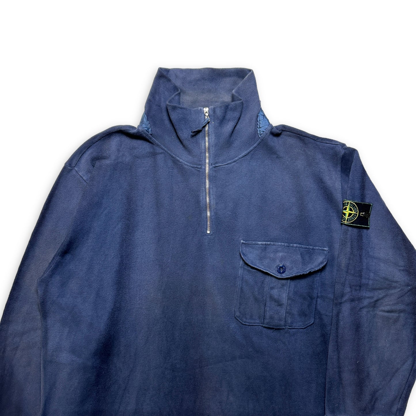Late 1990's Stone Island Navy Quarter Zip - Extra Extra Large