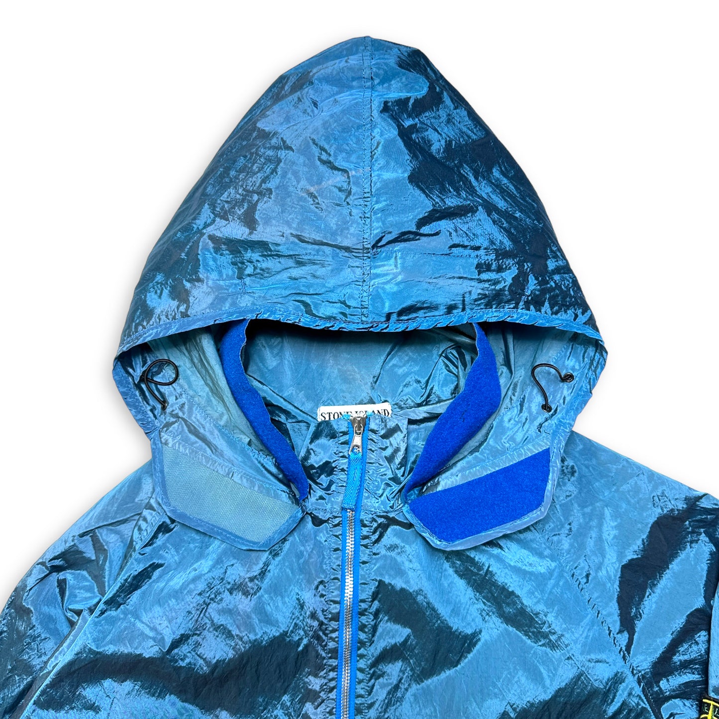 Échantillon de veste en métal en nylon à capuche bleu vif Stone Island - Moyen / Grand