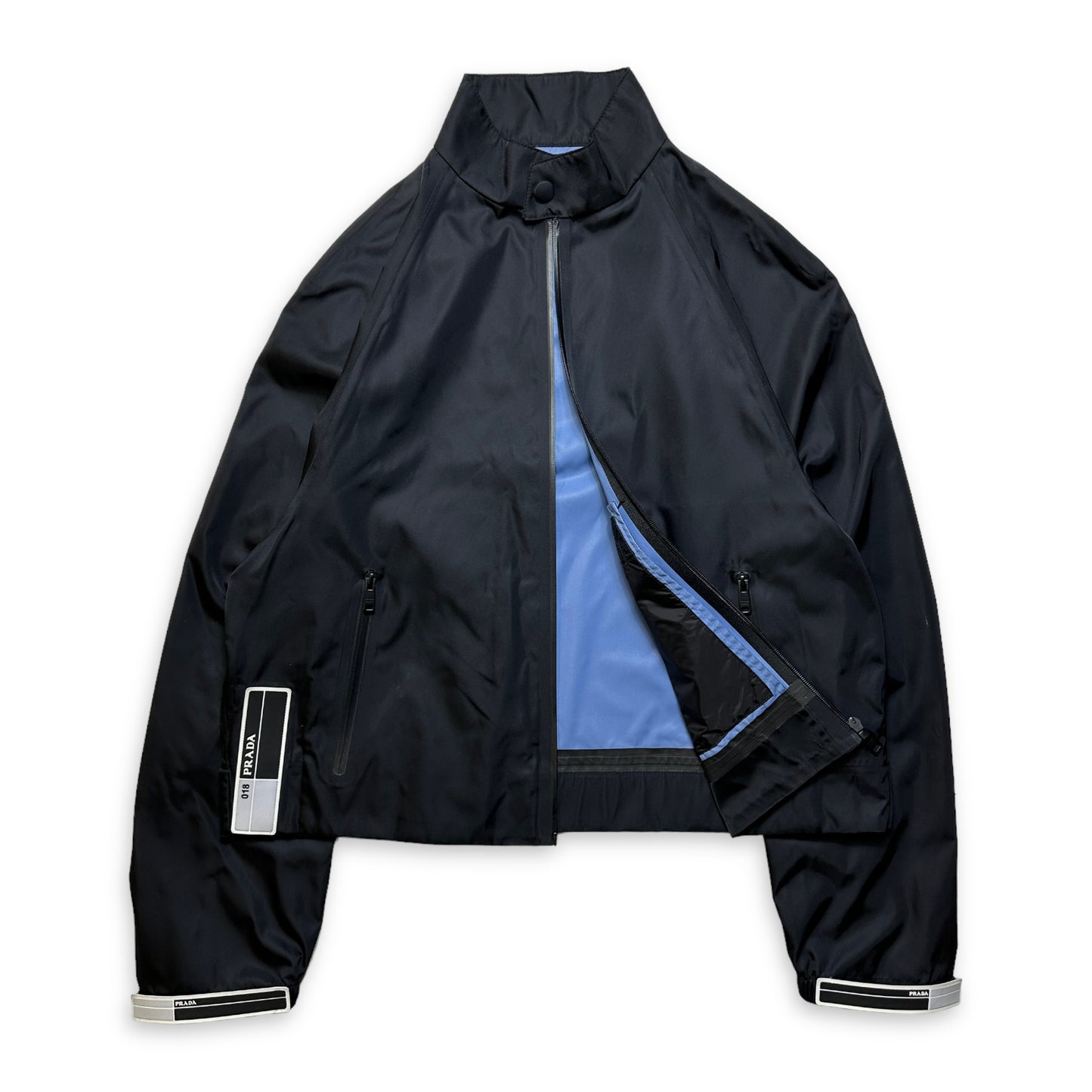2018 Prada Jet Black Taped Seams Blouson Jacket - Medium