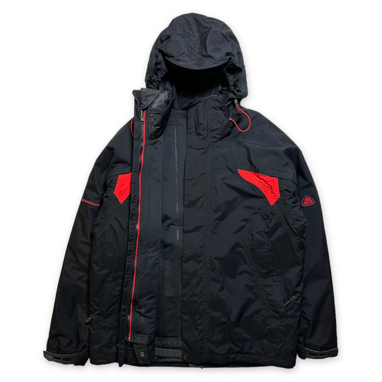 Early 2000's Nike ACG Black/Red 2in1 Padded Jacket - Medium