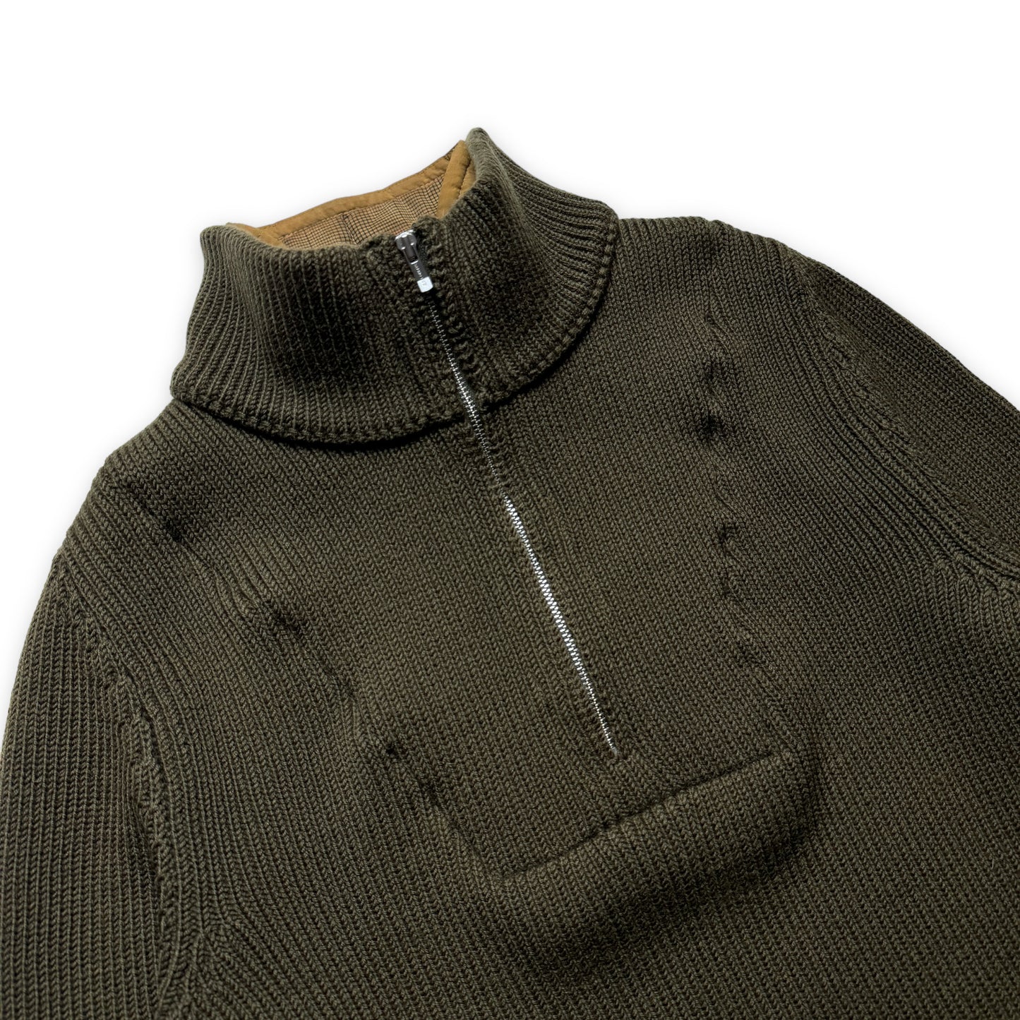 Début des années 2000 CP Company Rembourré Double Couche Encolure Quarter Zip Knit - Petit / Moyen