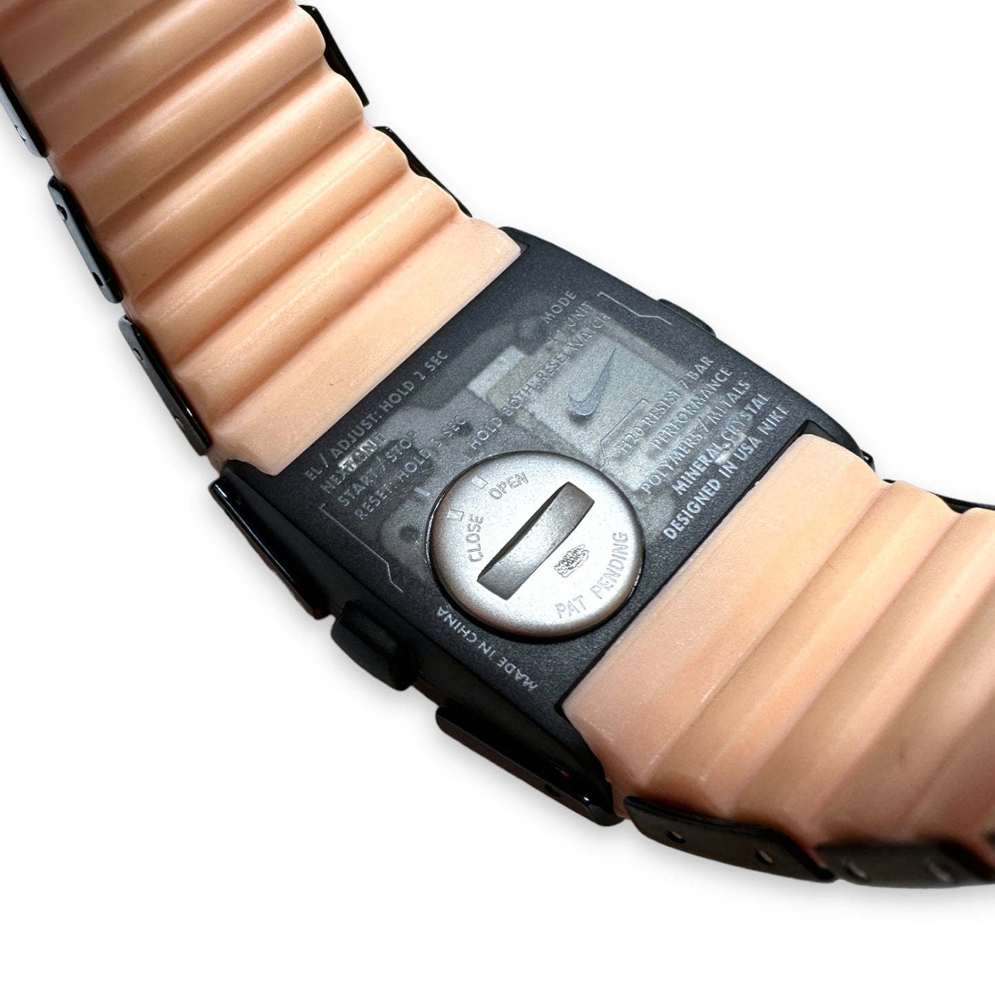Early 2000's Nike D-Line Black/Baby Pink Stainless-Steel Digital Watch