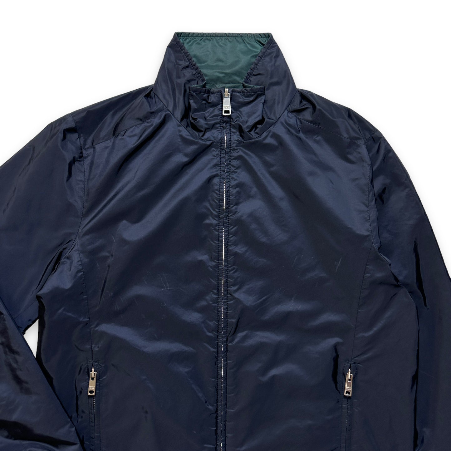 Prada Linea Rossa Veste Réversible Vert Bouteille/Marine - Moyen